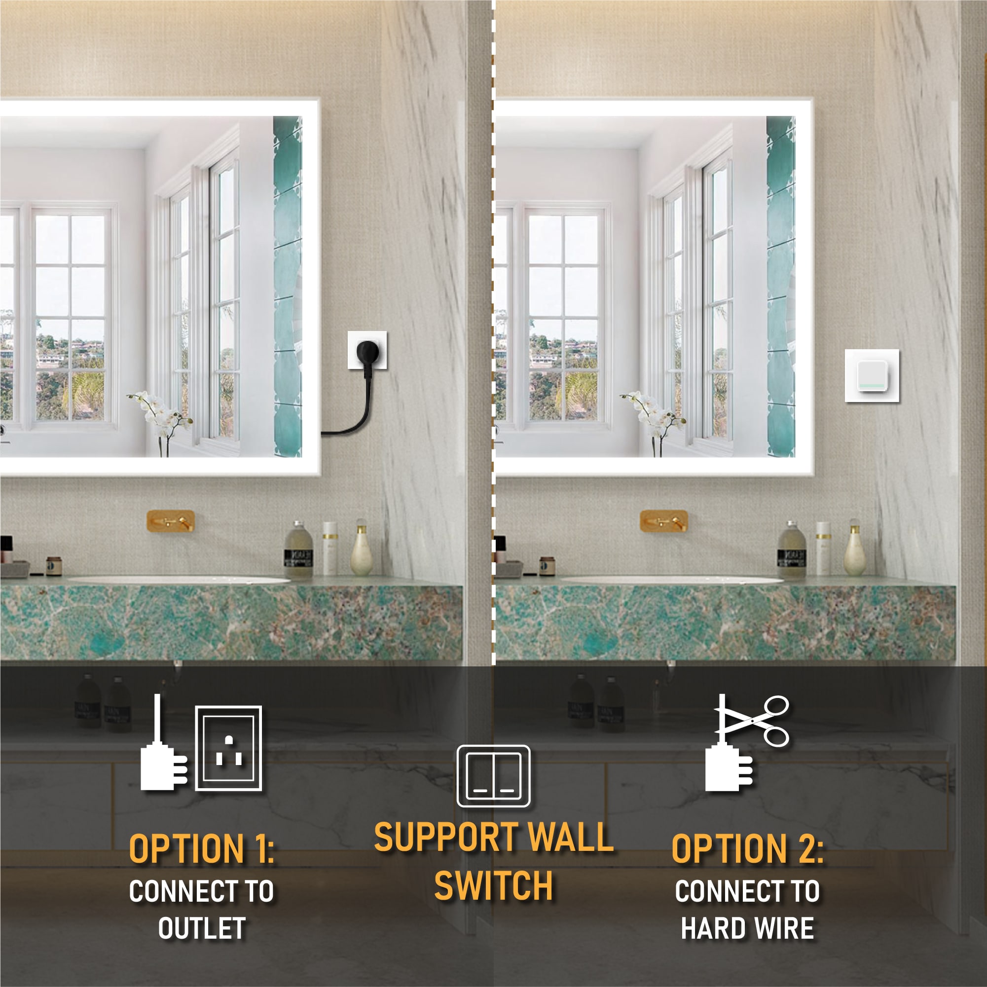 WELLFOR M1FM7236WT Framed-Bath-Mirrors - View #10