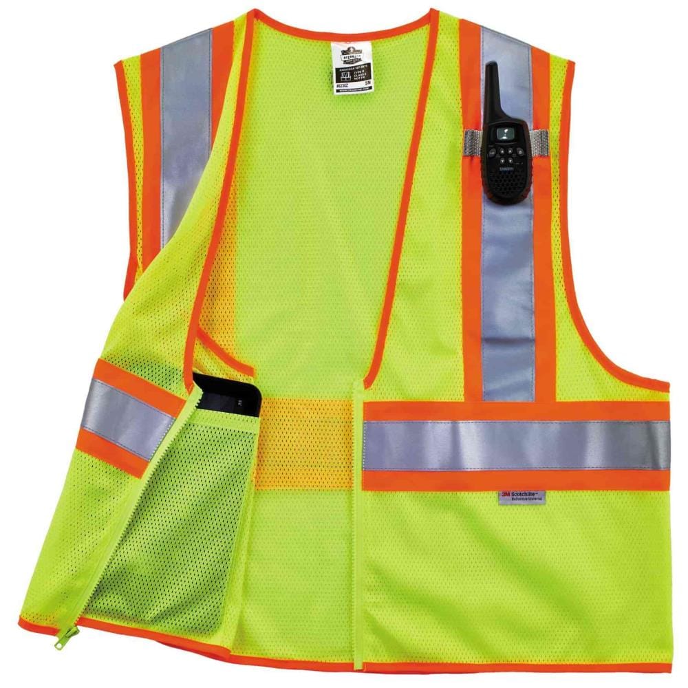 Zipper Yellow/Green Traffic Pioneer Safety Vest for Men Hi Vis Reflective Mesh Neon Construction Security Work 9 Pockets Orange 