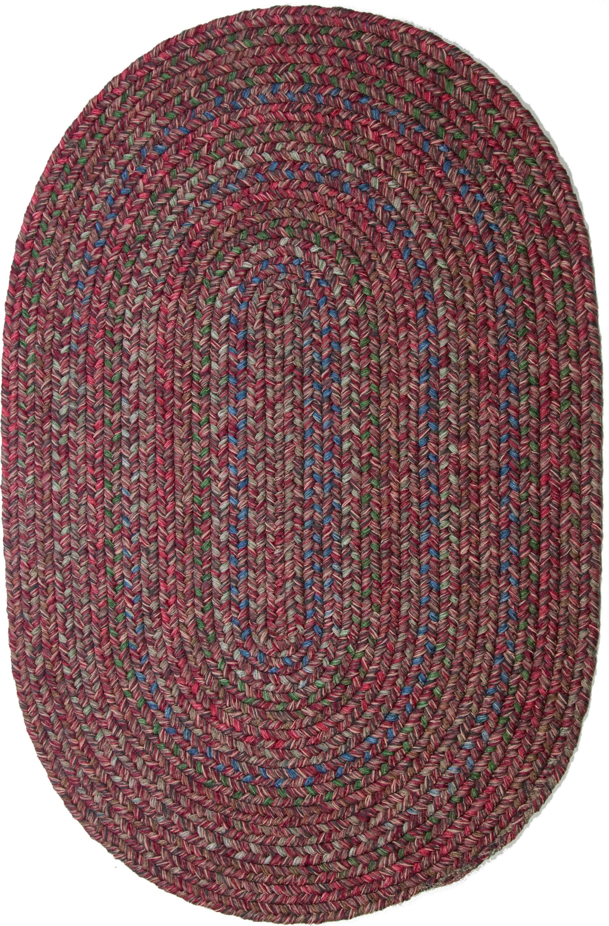 Rhody Rug SO45R036X060 3 x 5 (ft) Braided Polypropylene Burgundy Oval Indoor/Outdoor Geometric Area rug