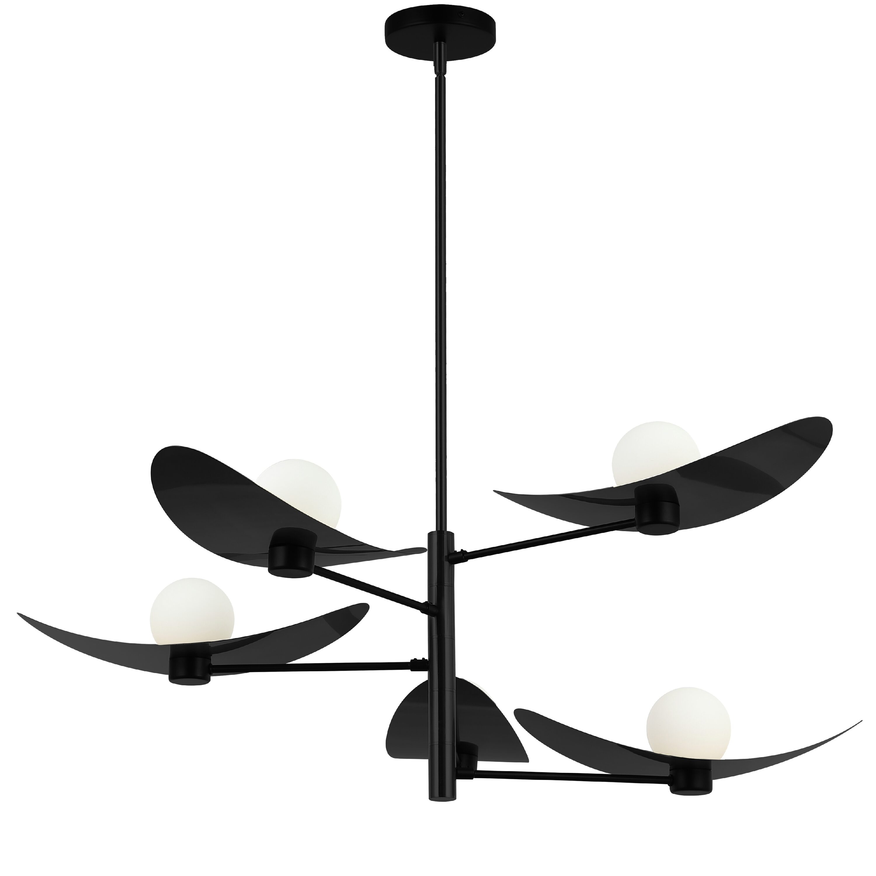Dainolite Christobel Matte Black Seeded glass Metal Chandelier