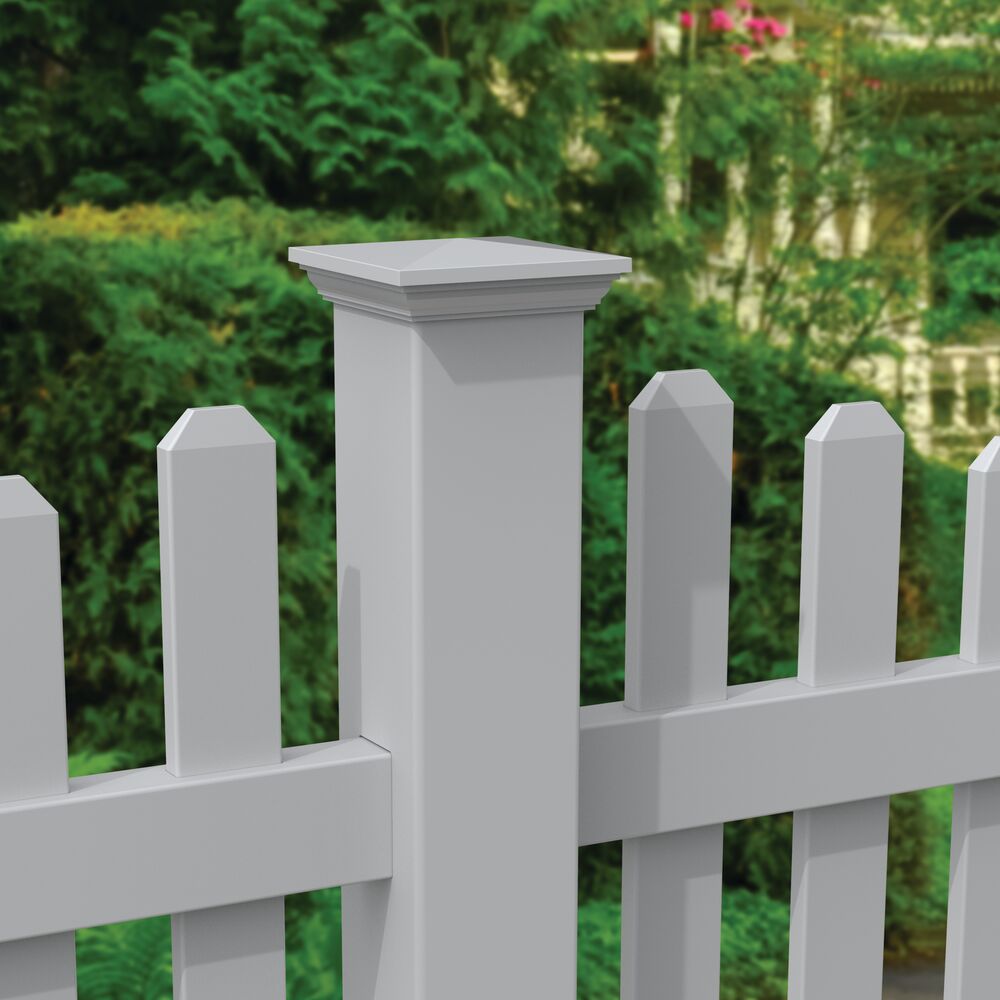 White Vinyl Flat Fence Post Cap for 5-inch Post
