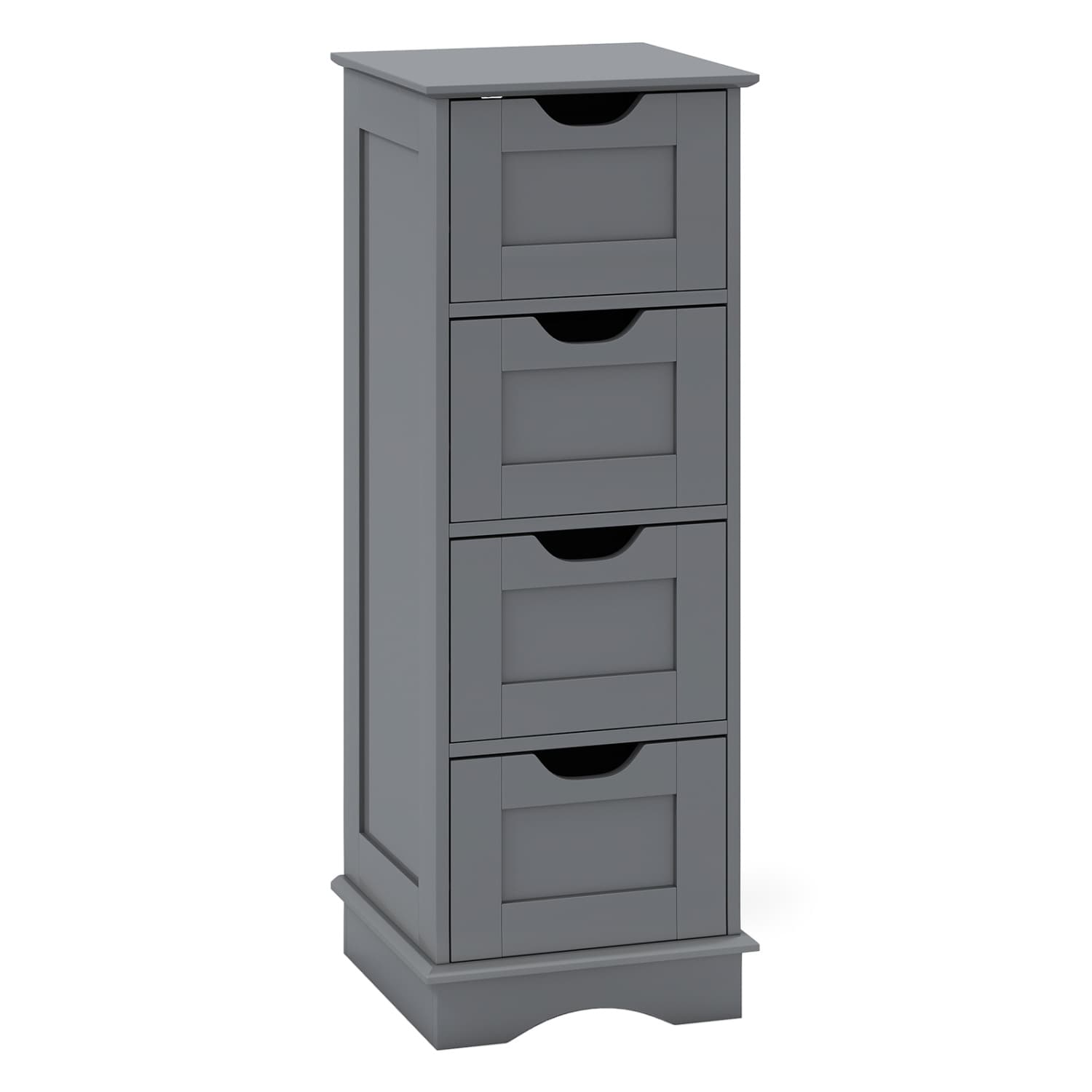 Slickblue Bathroom Floor Storage Cabinet with Four Drawers MDF Freestanding Organizer for Towels Toiletries Soaps and Accessories 12 in W x 32 in H x 12 in D Multiple Color Option