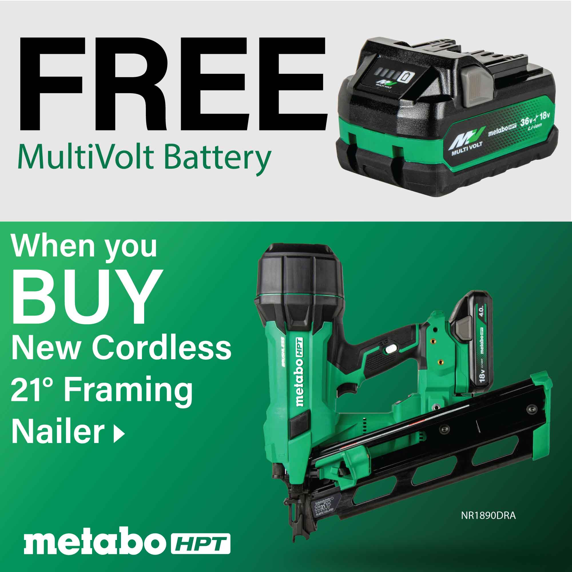 Metabo HPT NR1890DRAM Cordless-Nailer - View #2