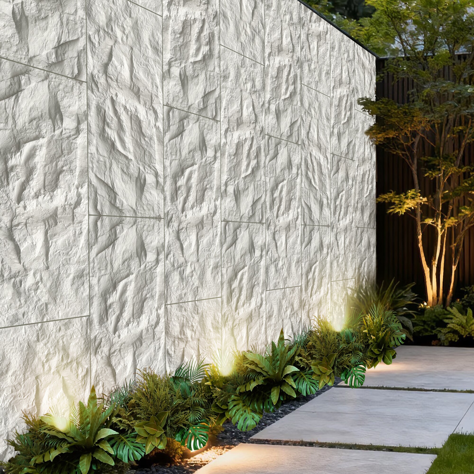 LOVMOR 6-Piece 2.76-in x 23.62-in x 47.24-in Faux Stone White