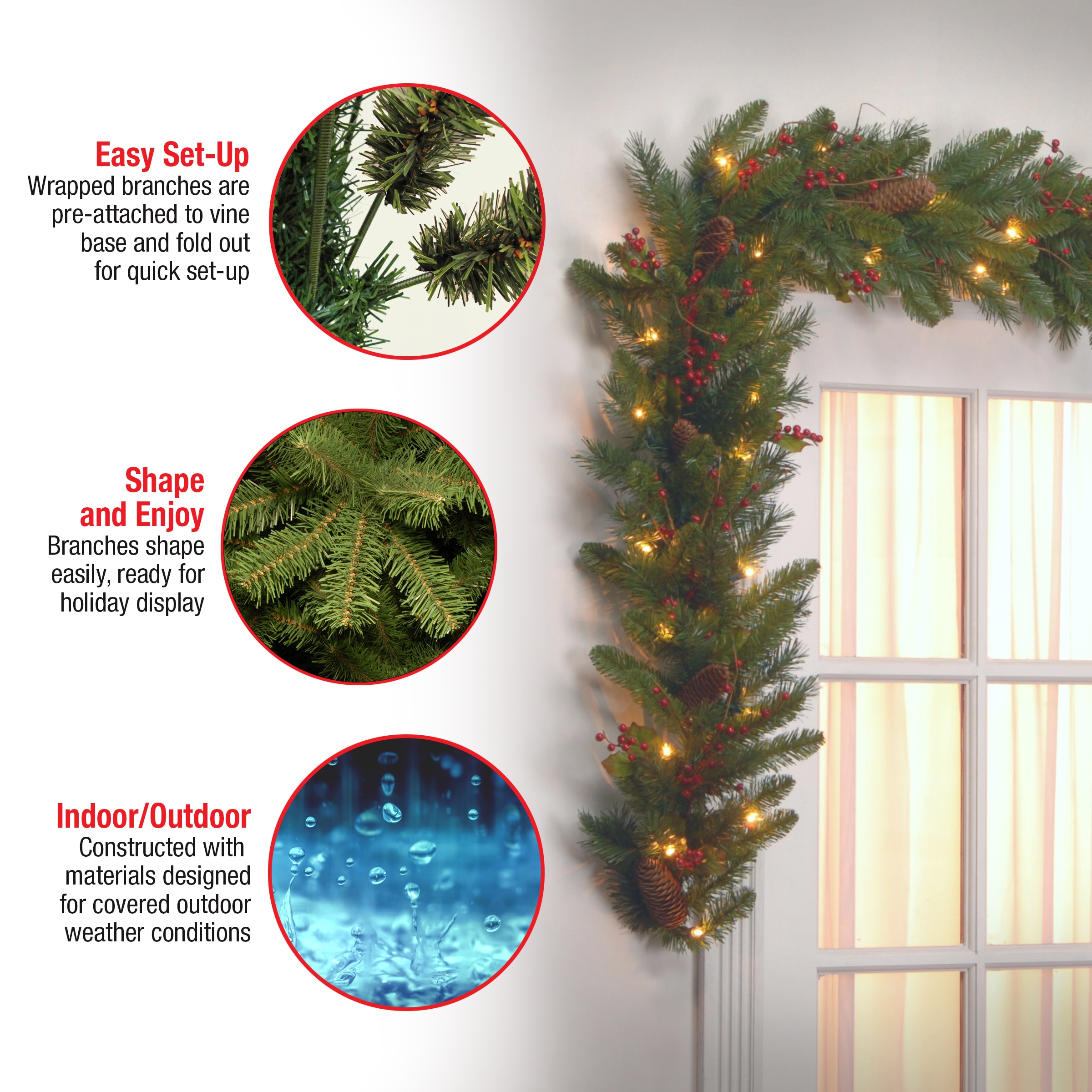National Tree Company CC1-301-9A-1 Artificial-Christmas-Garland - View #5