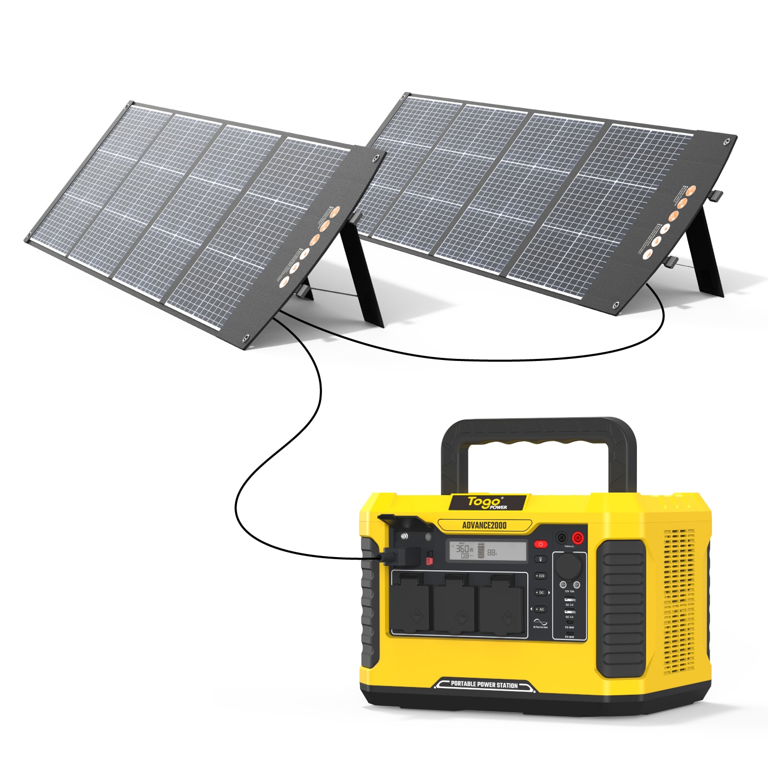 Togopower BUNDLE 2 Advance 2000 -Watts Portable Power Station 2 Solar Panels Included