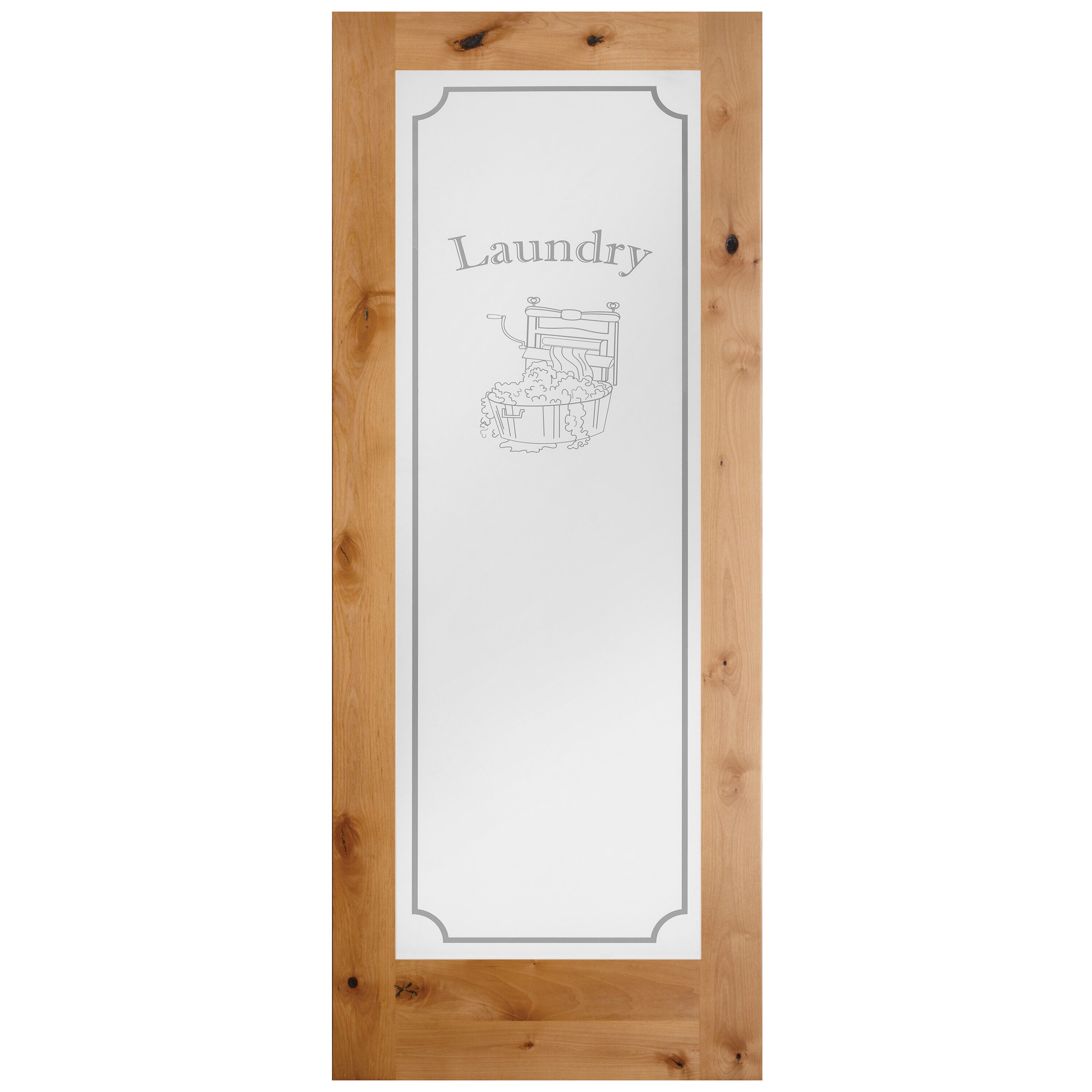 Creative Entryways UA1501-LAU-36S 36-in x 80-in Unfinished Etched glass Smooth Solid core Unfinished Knotty alder Wood Slab Door
