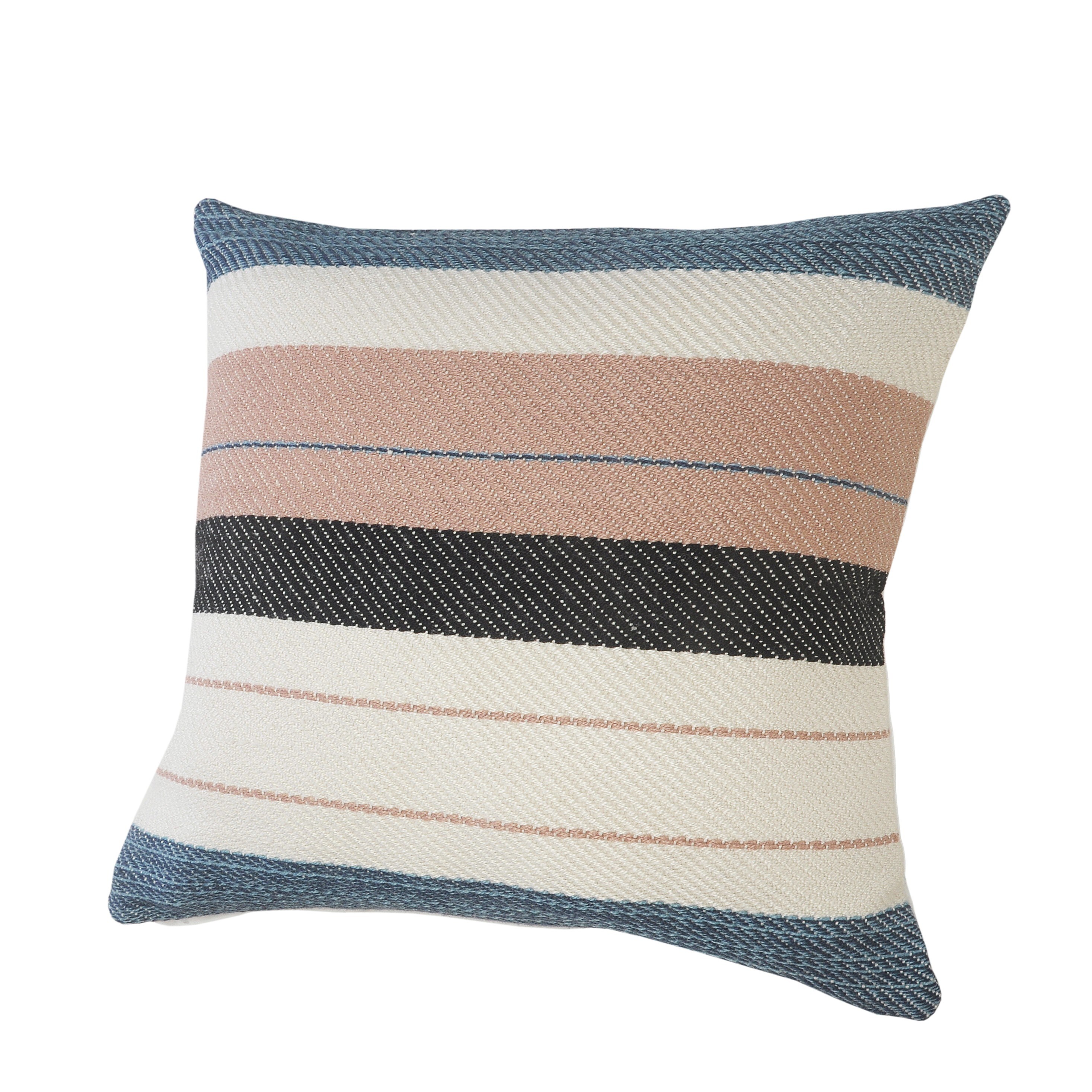 24" Blue and White Striped Square Throw Pillow