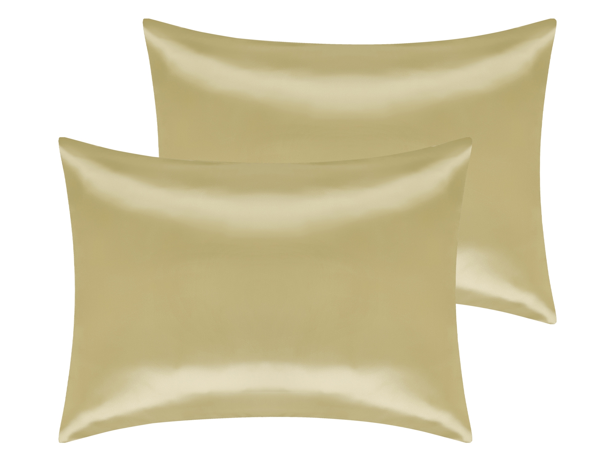 Unique Bargains Satin Pillowcase Set of 2 Soft and Comfortable for Hair and Skin with Envelope Closure Easy Care Gifts for Birthday King 20x40Inch Gold