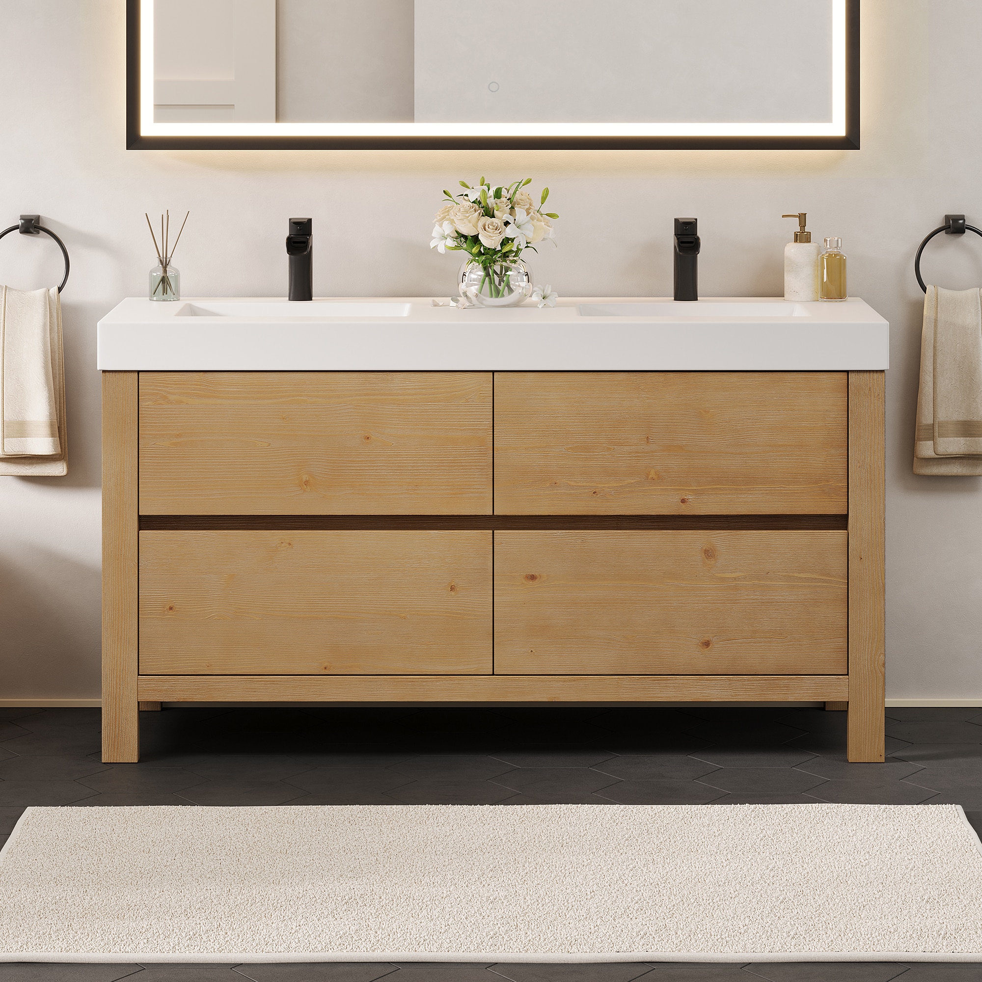 Altair Cascadia Weathered Fir Bathroom Vanity with White Engineered Stone Top