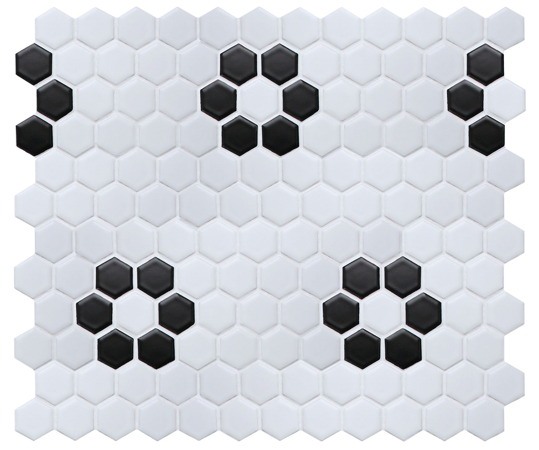 WS Tiles - Sample - Value Series 2 inch x 2 inch Hexagon Porcelain Mosaic Tile in Matte Black