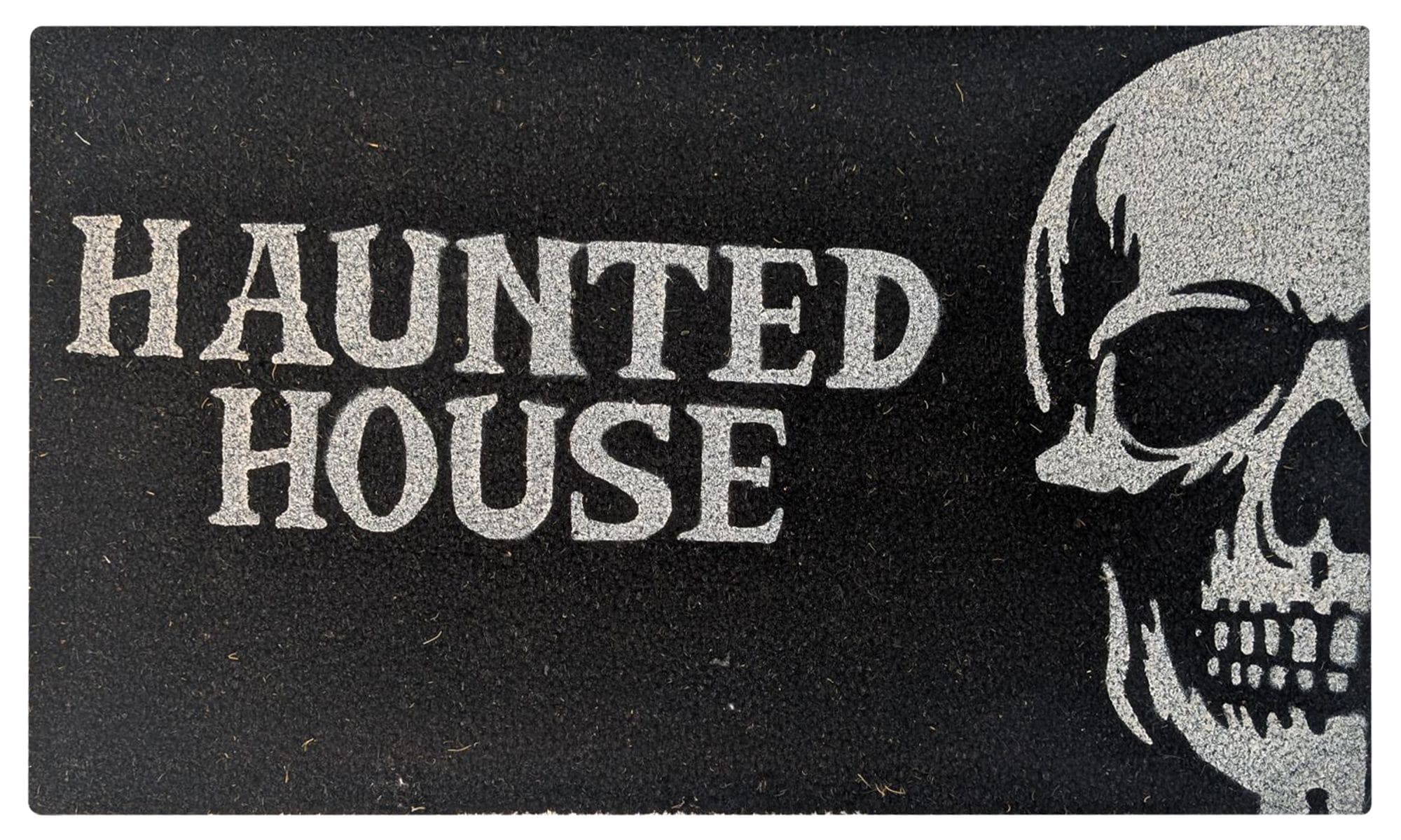 KATE AURORA - Halloween Haunted House Bristled Coir Outdoor Welcome Mat 18 in x 30 in