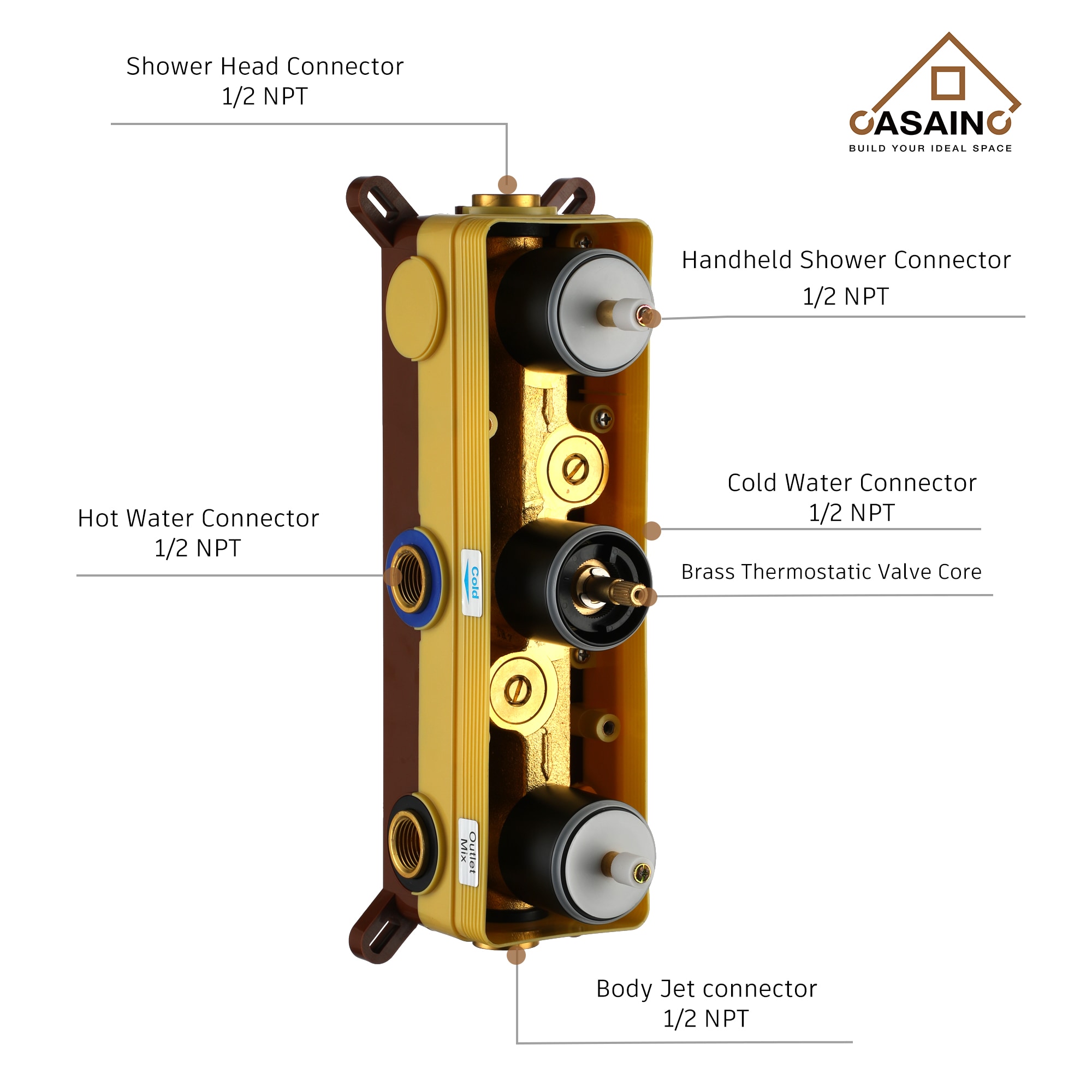 CASAINC M6001-A-12-MB Showerhead-Bar-Panels - View #7