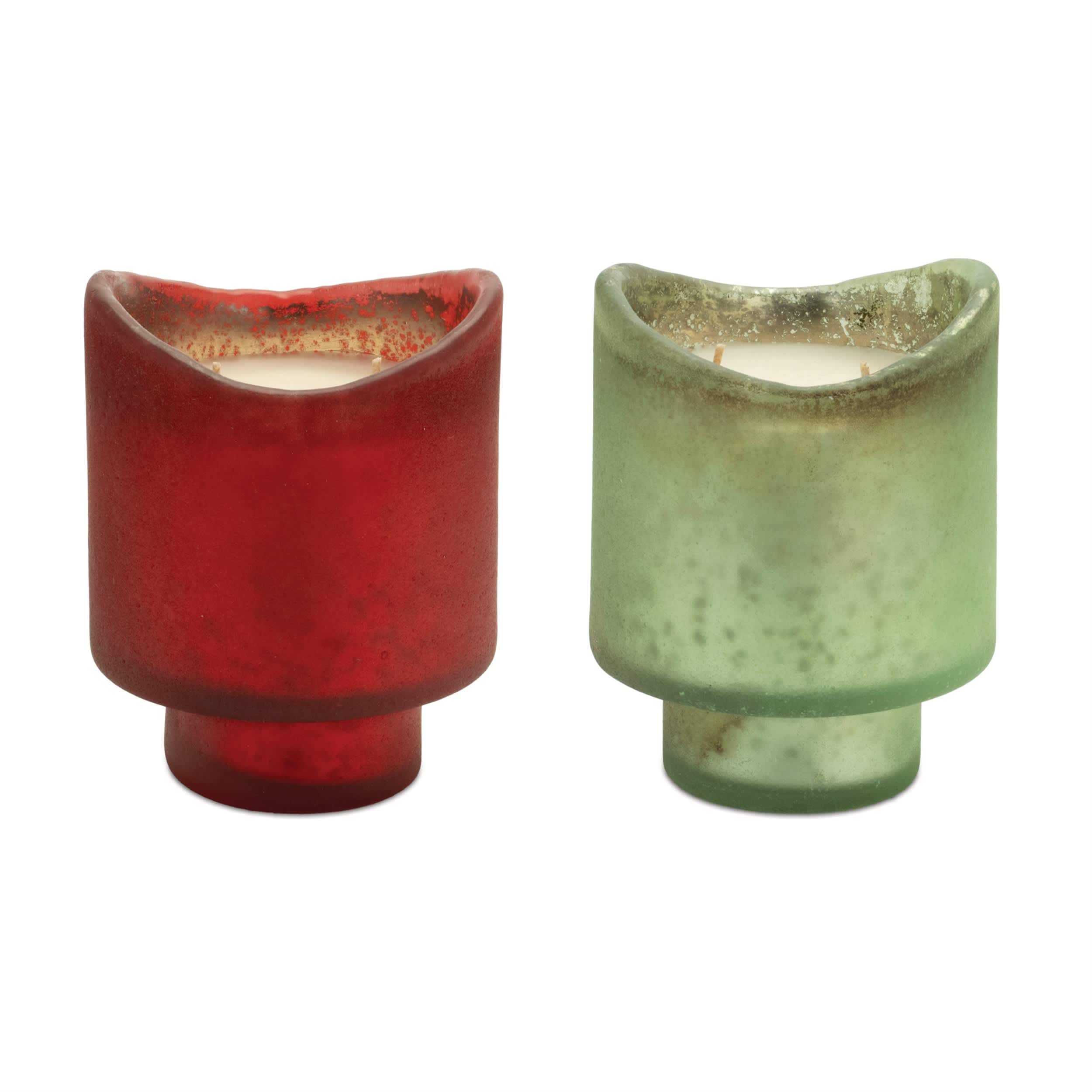Melrose International 94883DS Candle in Glass Set of 2 4D x 5H Glass/Paraffin/Soy