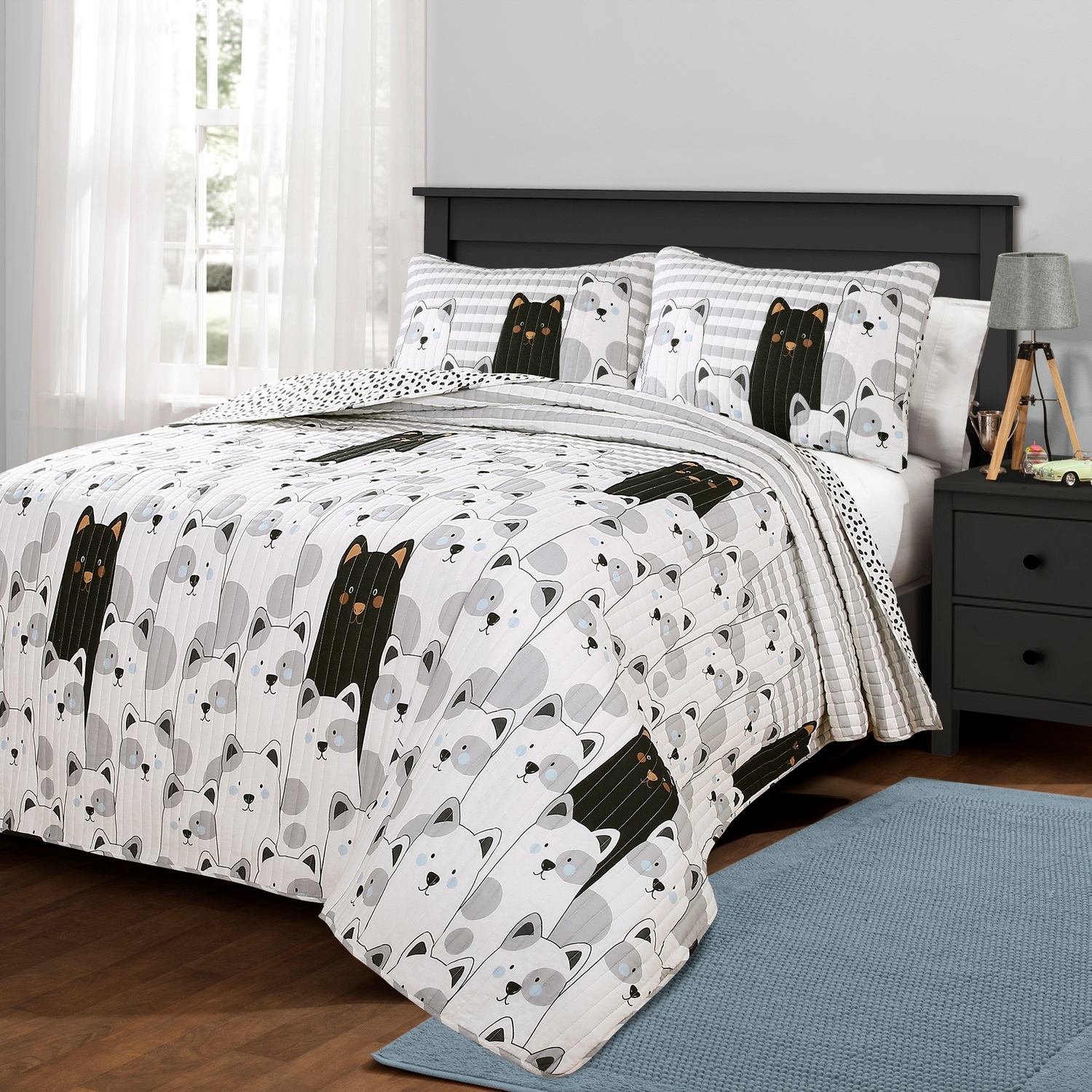 Lush Decor 16T003154 Gray Animal Reversible Full/Queen Quilt Cotton