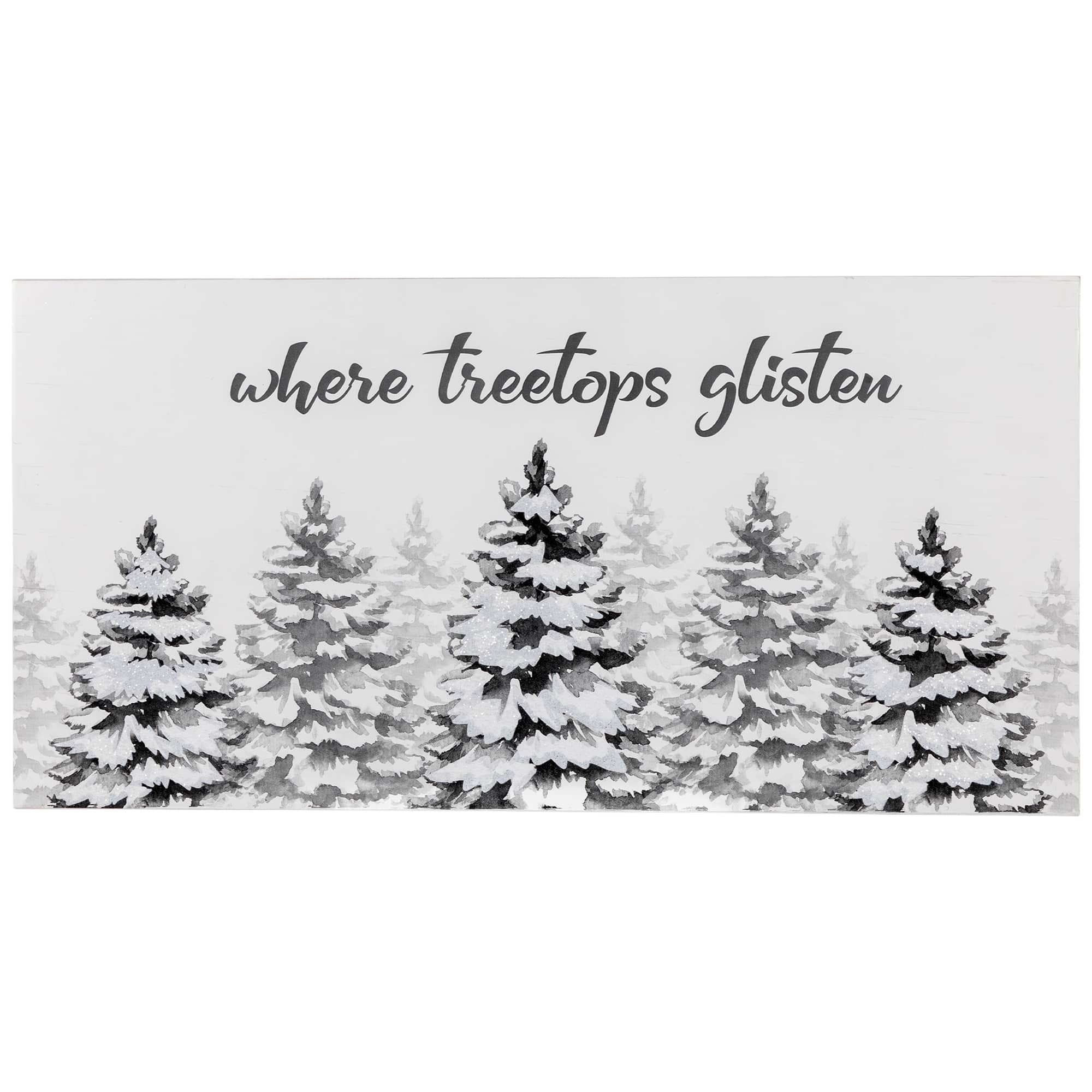 Northlight Flocked Christmas Tree Where Treetops Glisten Wall Art Decoration - 19.75 inch