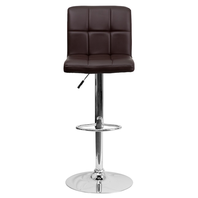 Flash Furniture Brown 34-in H Adjustable height Upholstered Swivel ...
