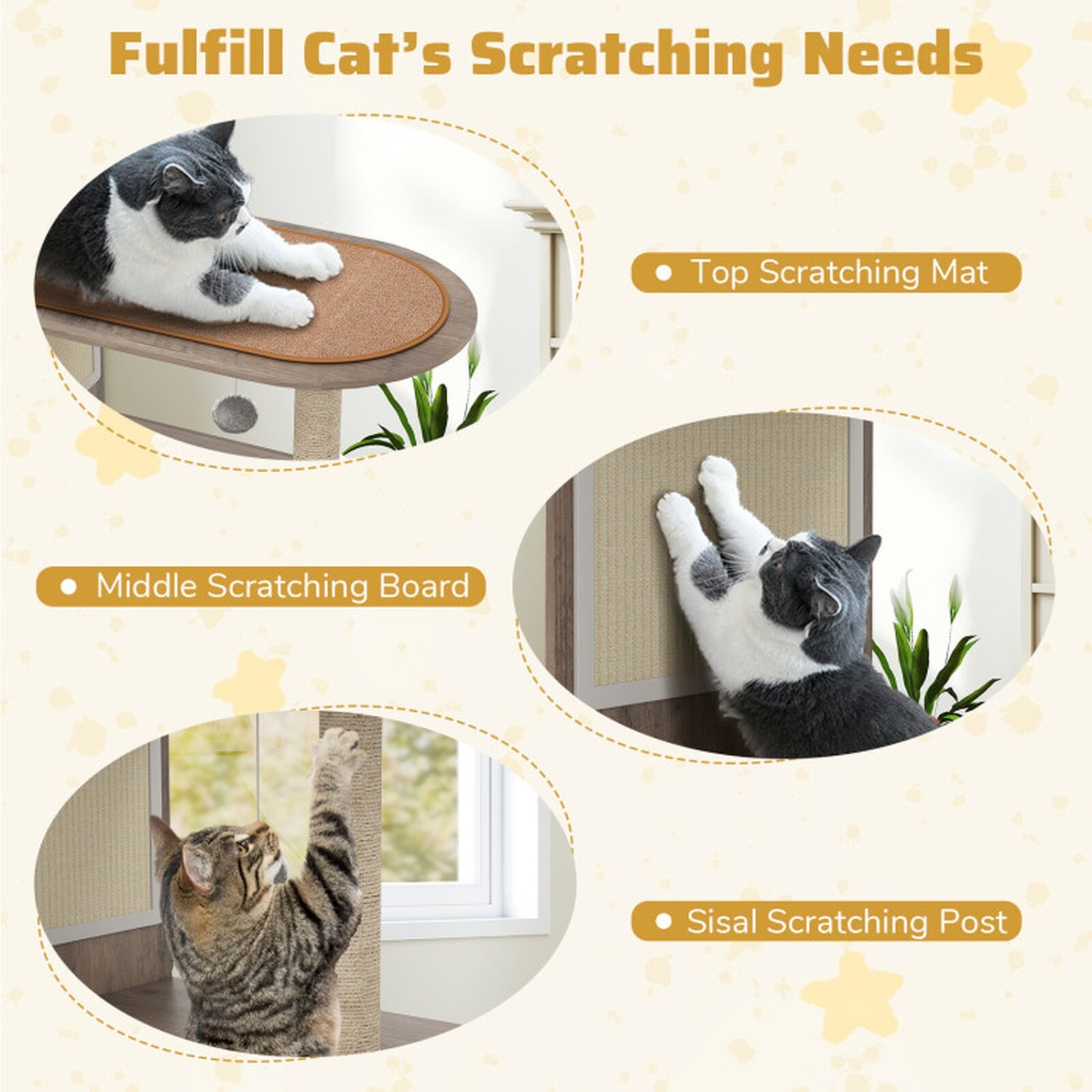 SUGIFT 34.5-in Gray Cat Tree with Hidden Litter Box Enclosure Double ...