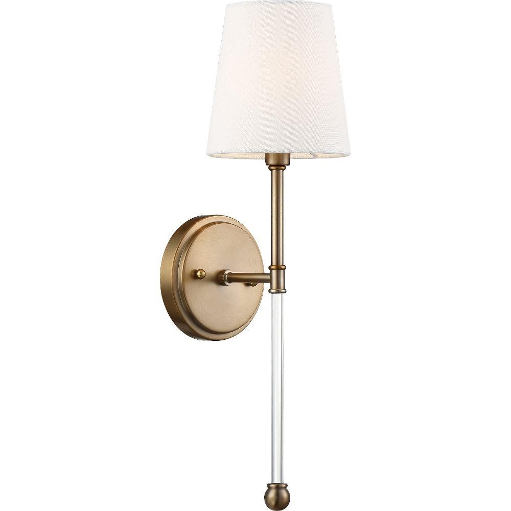 5.5-in W 1-Light Burnished Brass and White Wall Sconce in the Wall ...