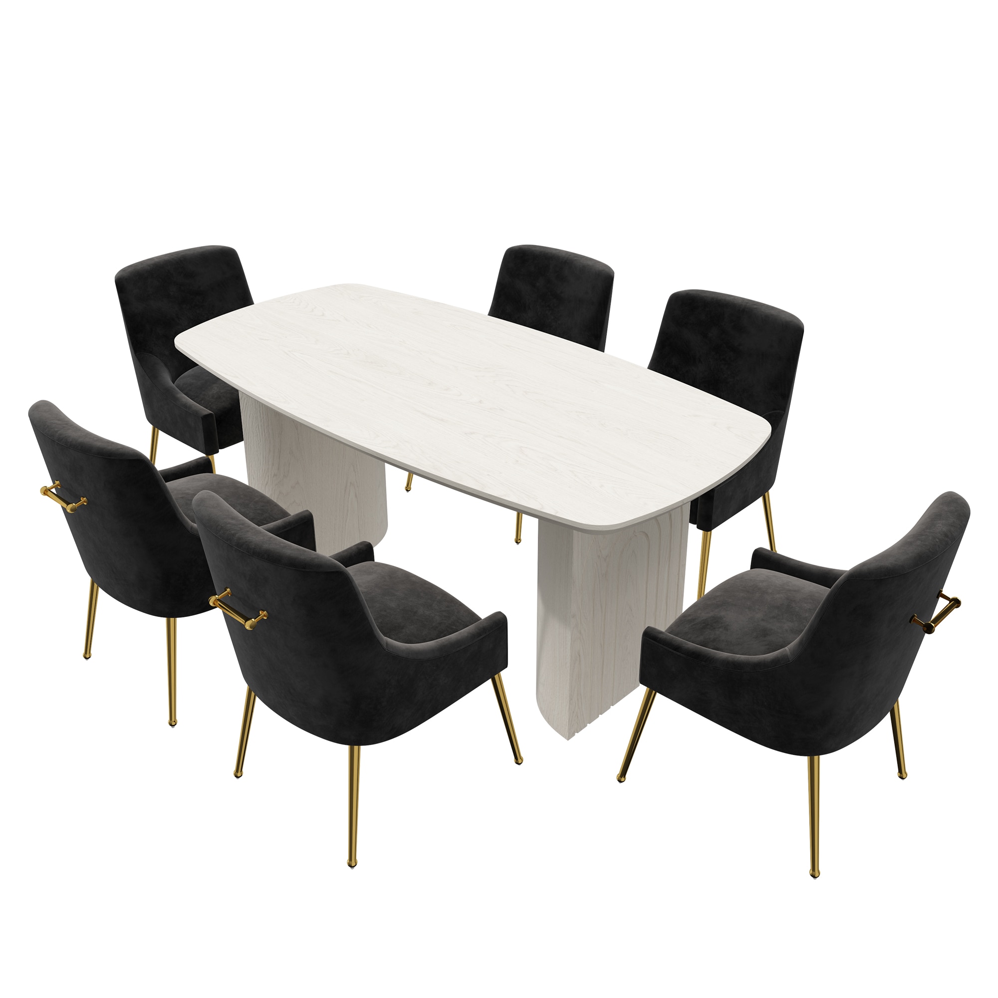 Clihome CL-1660A700BK Black Chair/White Table Contemporary/Modern Dining Room Set with Rectangular Table ( Seats 6 )