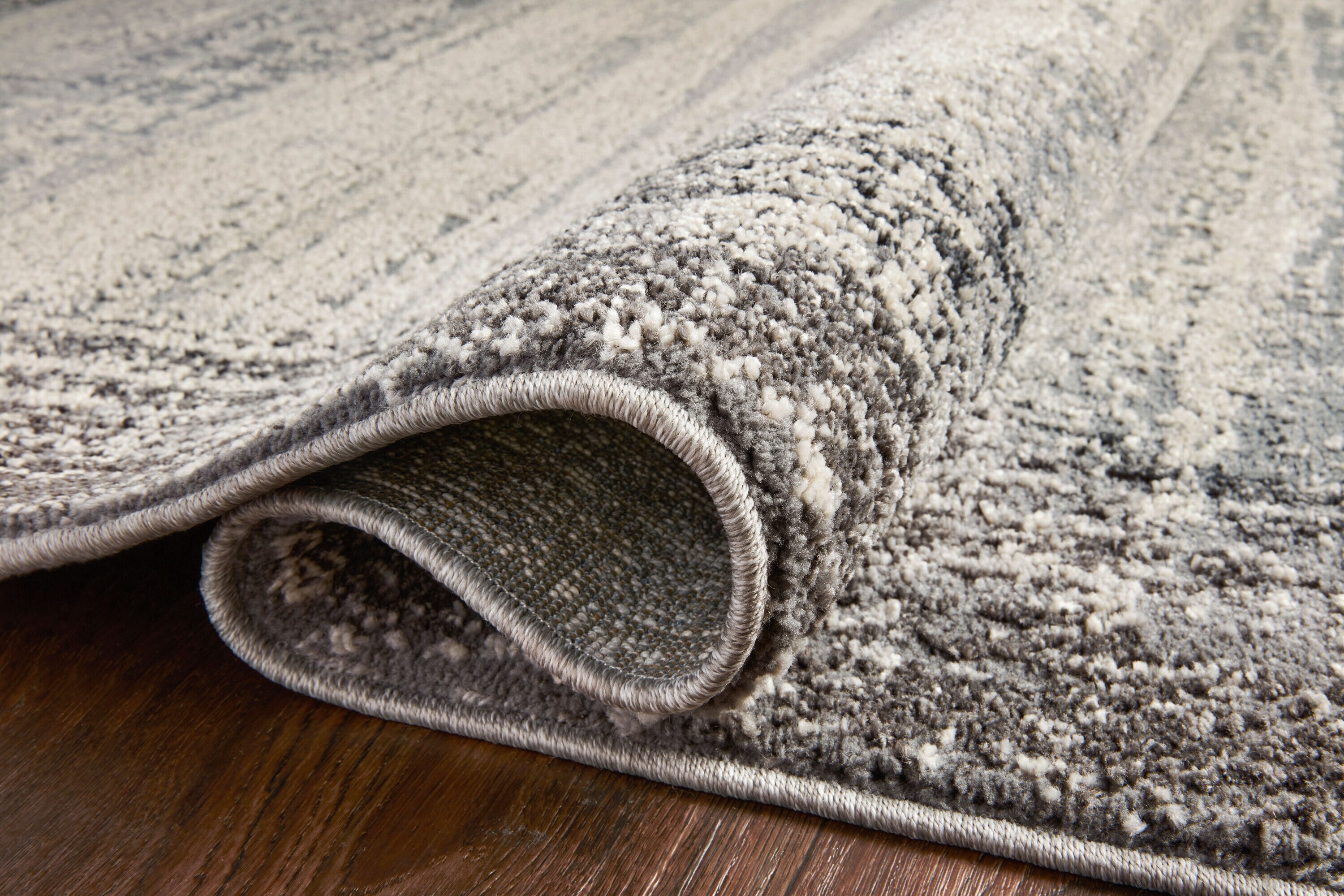 Austen Abstract Pebble & Charcoal Stain-Resistant Area Rug 6'7" x 9'2"