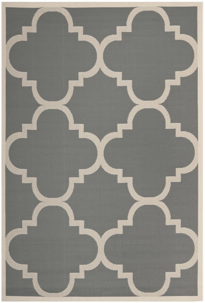 Safavieh CY6243-246-6 Courtyard Lihue 7 x 10 (ft) Loomed Polypropylene Gray/Beige Rectangular Indoor/Outdoor Trellis Coastal Area rug
