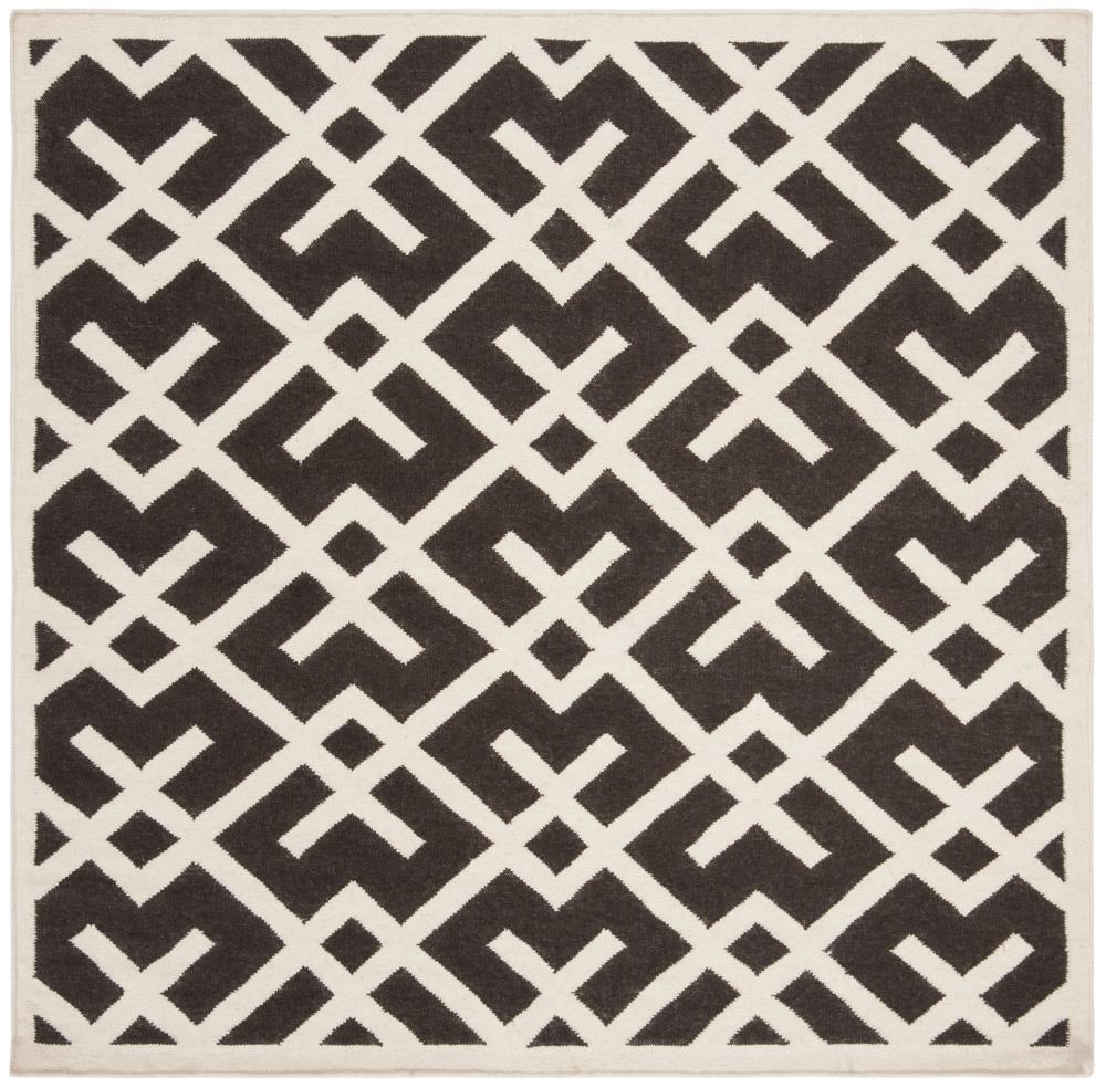 Safavieh DHU552C-6SQ Dhurries Cesa 6 x 6 (ft) Wool Brown/Ivory Square Indoor Geometric Coastal Area rug
