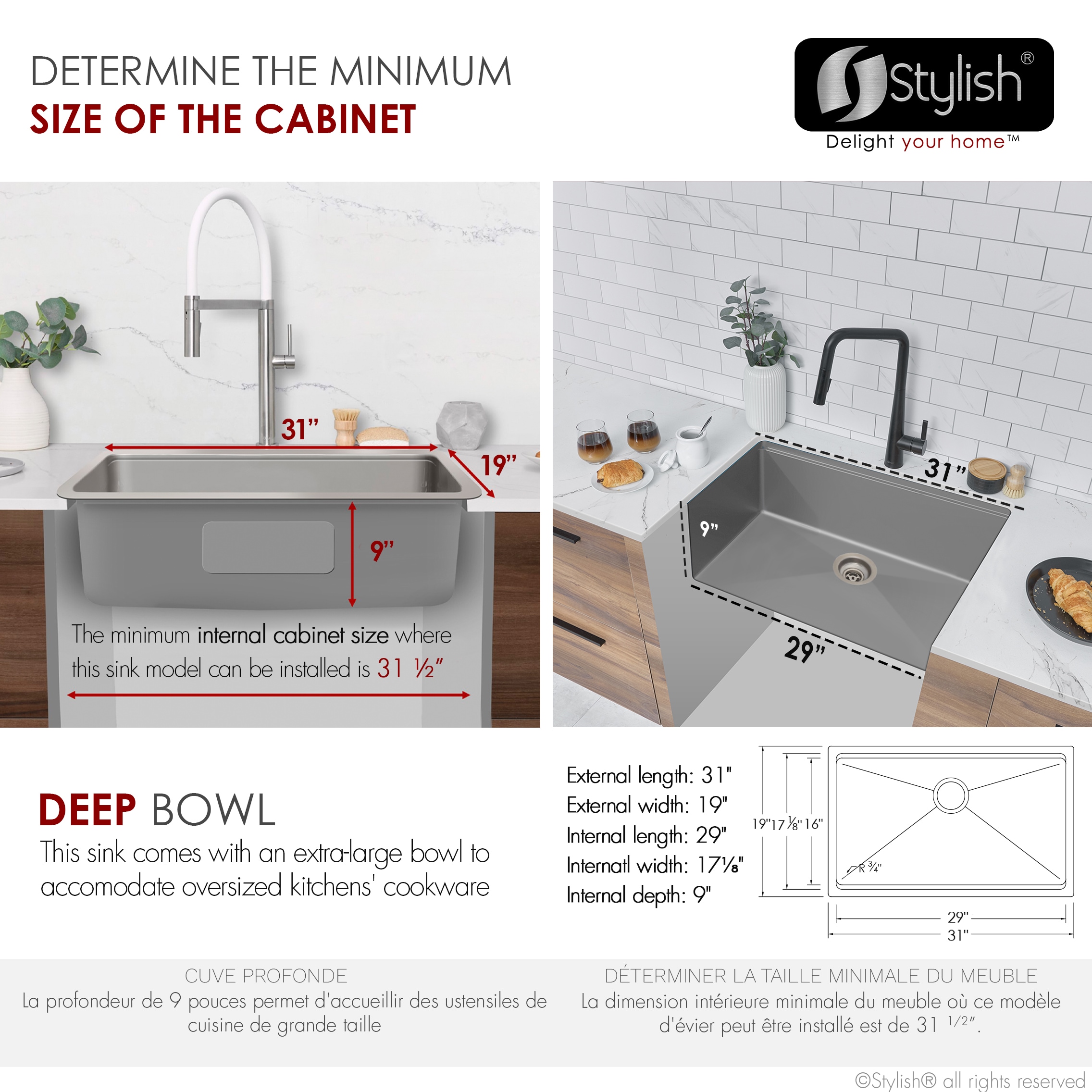Stylish S-131W Kitchen-Sinks - View #11