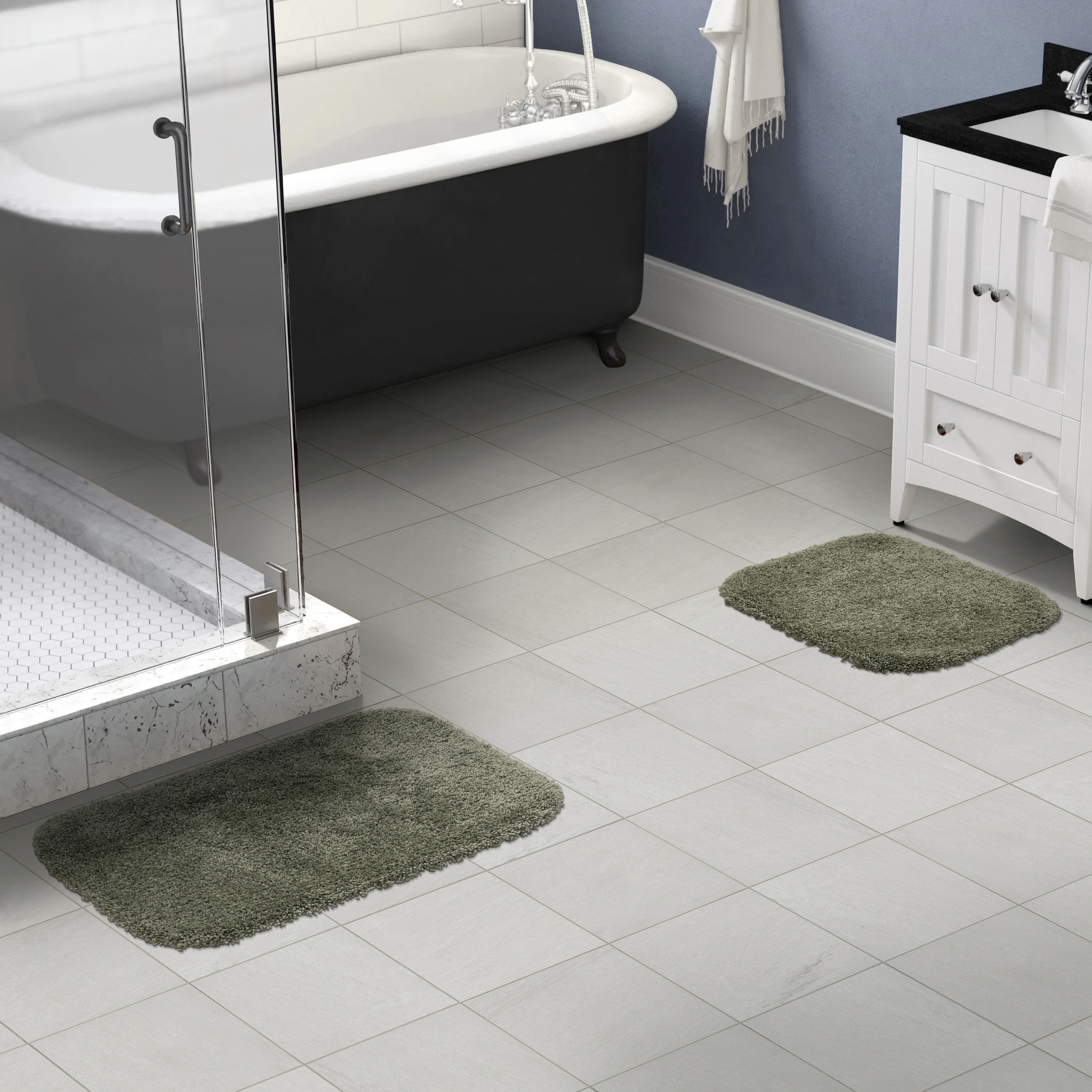 Garland Rug BA100W2P04I8 Serendipity 21-in x 34-in Deep Fern Nylon Bath mat set