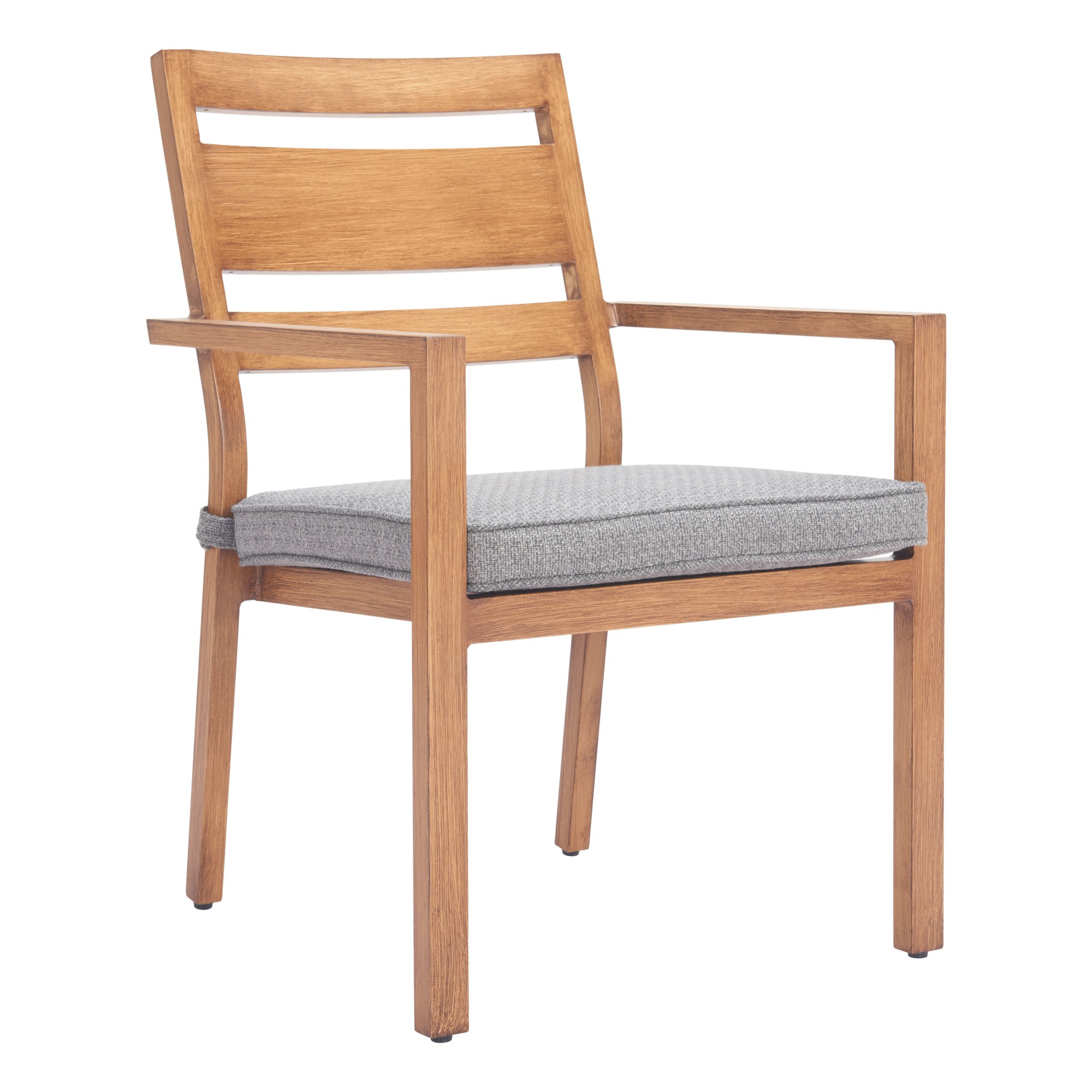 ZUO 704059 Rader Outdoor Set of 2 Natural Aluminum Frame Stationary Dining Chair with Brown Solid Seat
