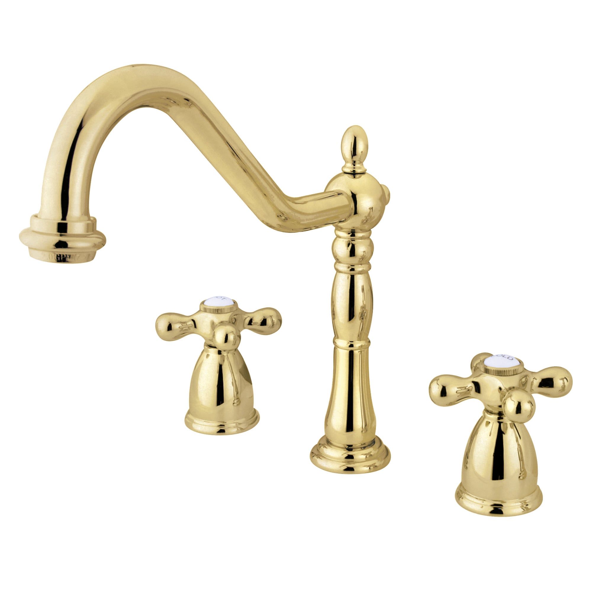 Kingston Brass WLKB1792AXLS Heritage Polished brass Double Handle Deck-mount Kitchen Faucet