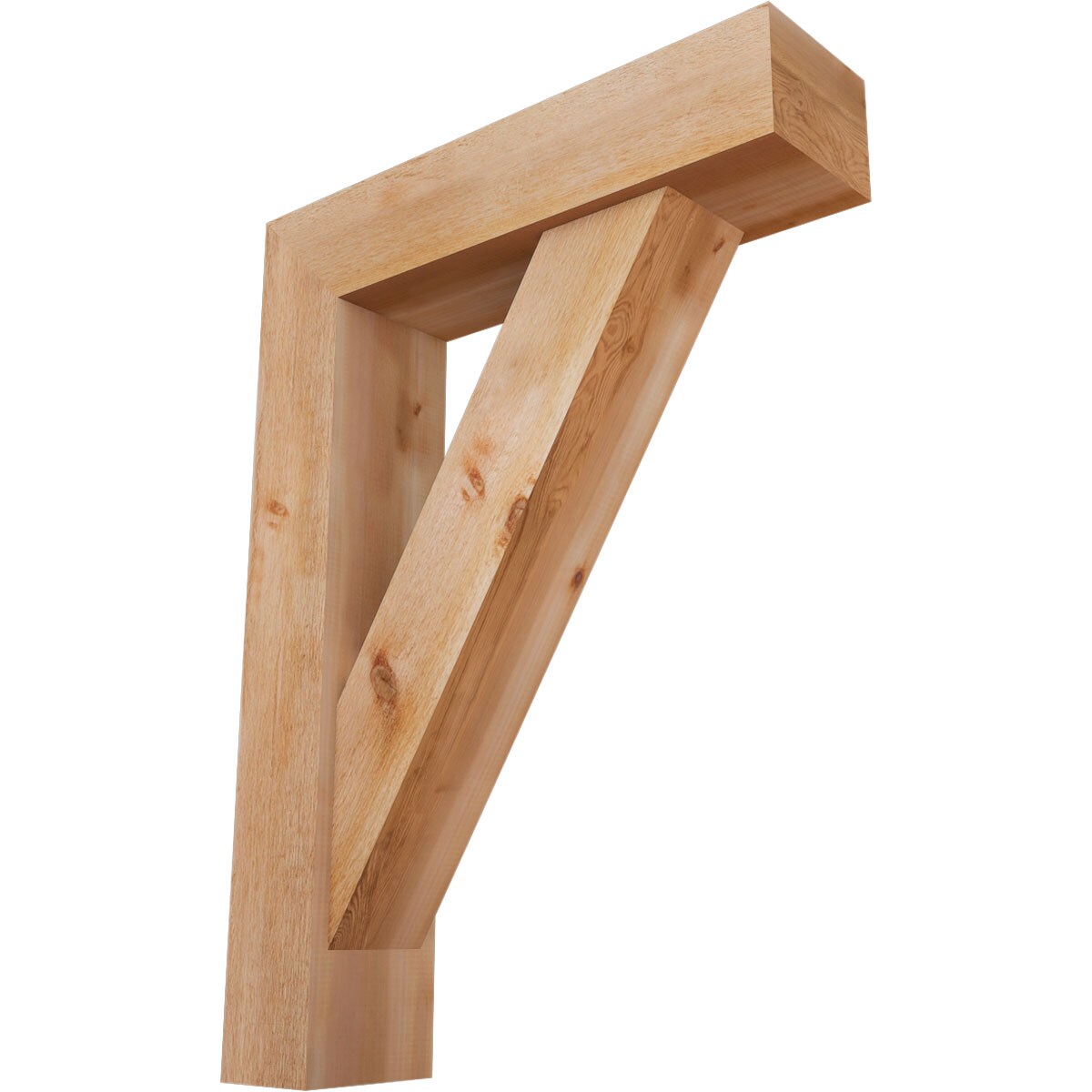 Ekena Millwork 1464792 Traditional Block Rough Sawn Bracket with Offset Brace 8-in x 32-in x 44-in Western red cedar Brown Wood Standard bracket