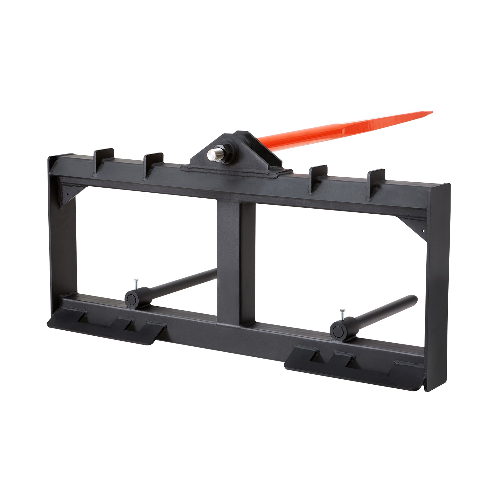 VEVOR SCTZCZS12ZHZ02217V0 49in Hay Spear  Bale Spears 1600lbs Loading Capacity  Skid Steer Loader Tractor Attachment with 2pcs 17.5in Stabilizer Spears  Quick Attach Spike Forks