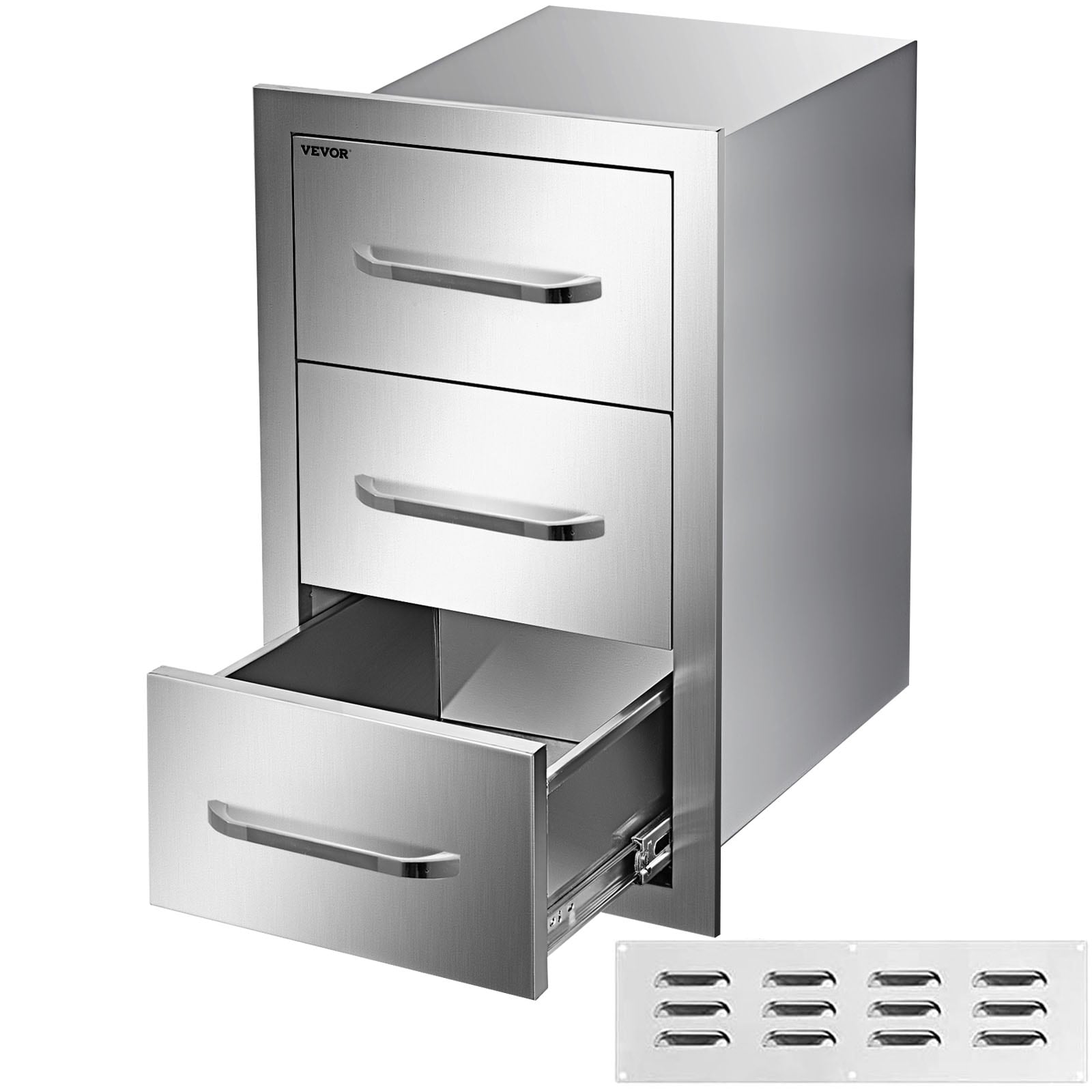 Hold N' Storage Pull Out Cabinet Organizer Sliding Drawer Kitchen Storage 14W x 21D, Silver