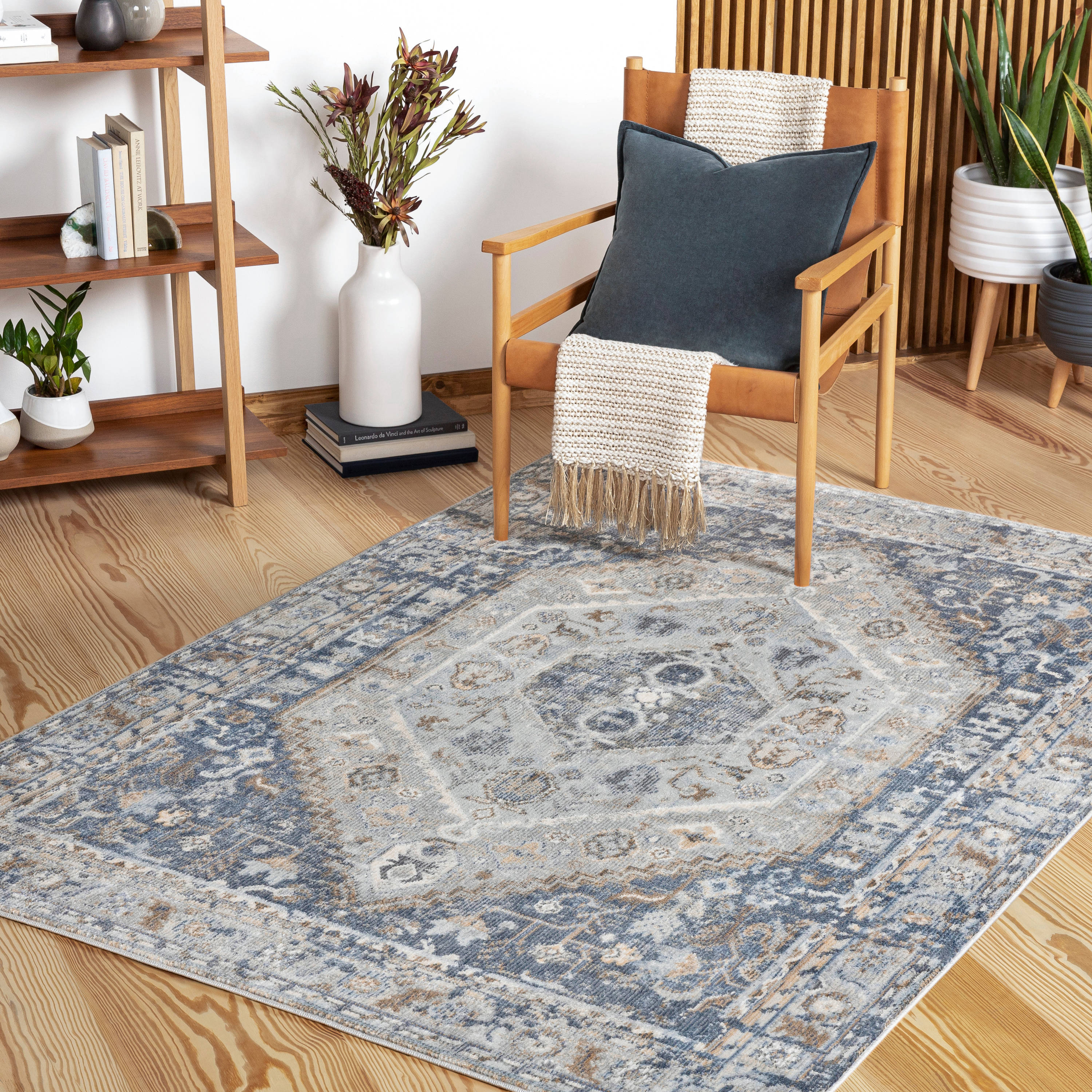 Artistic Weavers BBO2311-71010 Bilbao 8 X 10 (ft) Denim/Brown Indoor Medallion Oriental Area Rug