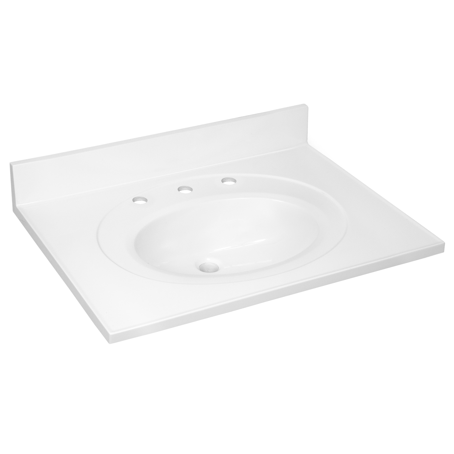 Design House 586362 31-in x 22-in Solid White Cultured Marble Single Sink Widespread Faucet Mount Bathroom Vanity Top