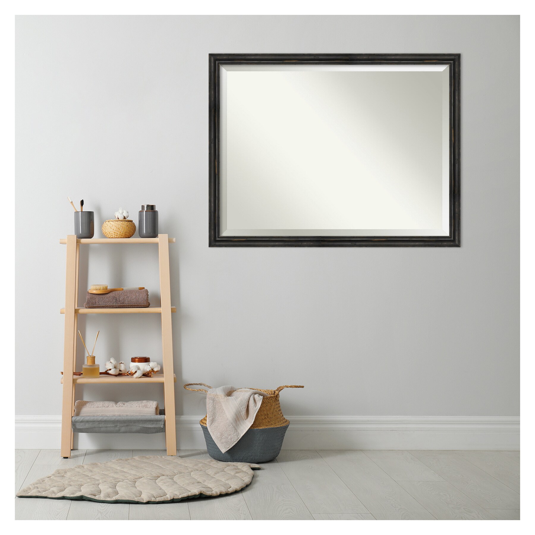 Rustic Black Pine Rectangular Bathroom Vanity Mirror