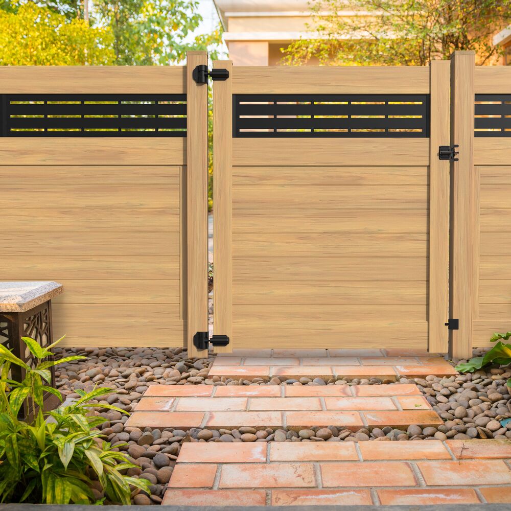 Freedom Barington Boardwalk 6-ft H x 8-ft W Cypress Vinyl Flat-top Fence panel (Unassembled)