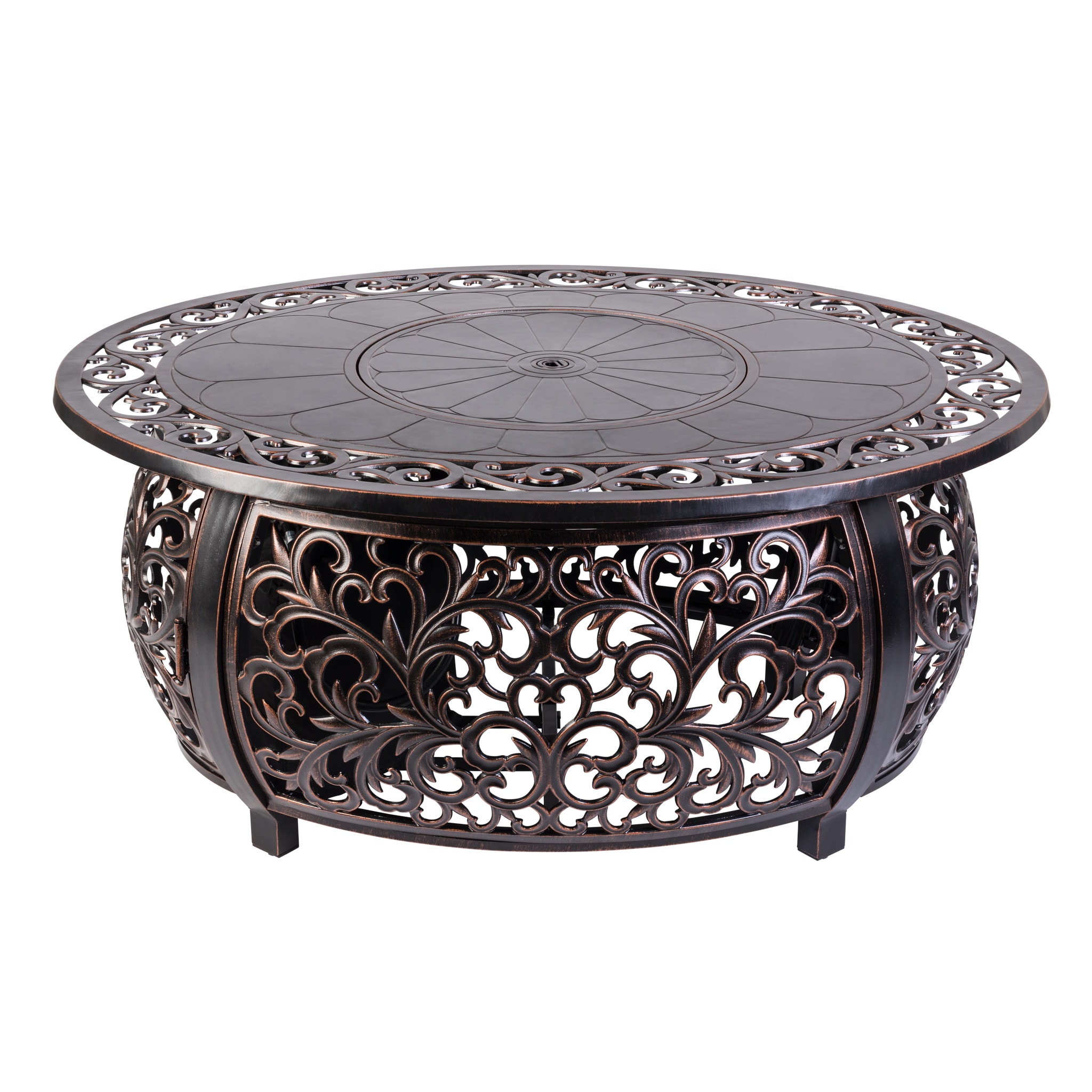 Fire Sense 62198 Toulon 38-in W Antique bronze Aluminum Oval Liquid propane Fire pit table