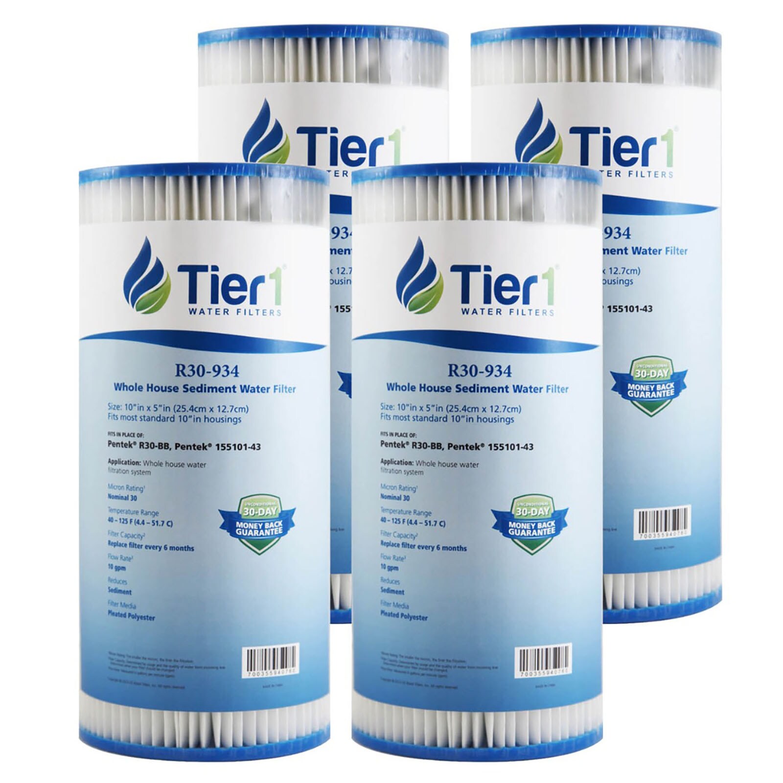 Tier1 TIER1 R30 934 4 PACK R30BB Sediment and particulate Whole house Replacement Filter 4 -Pack