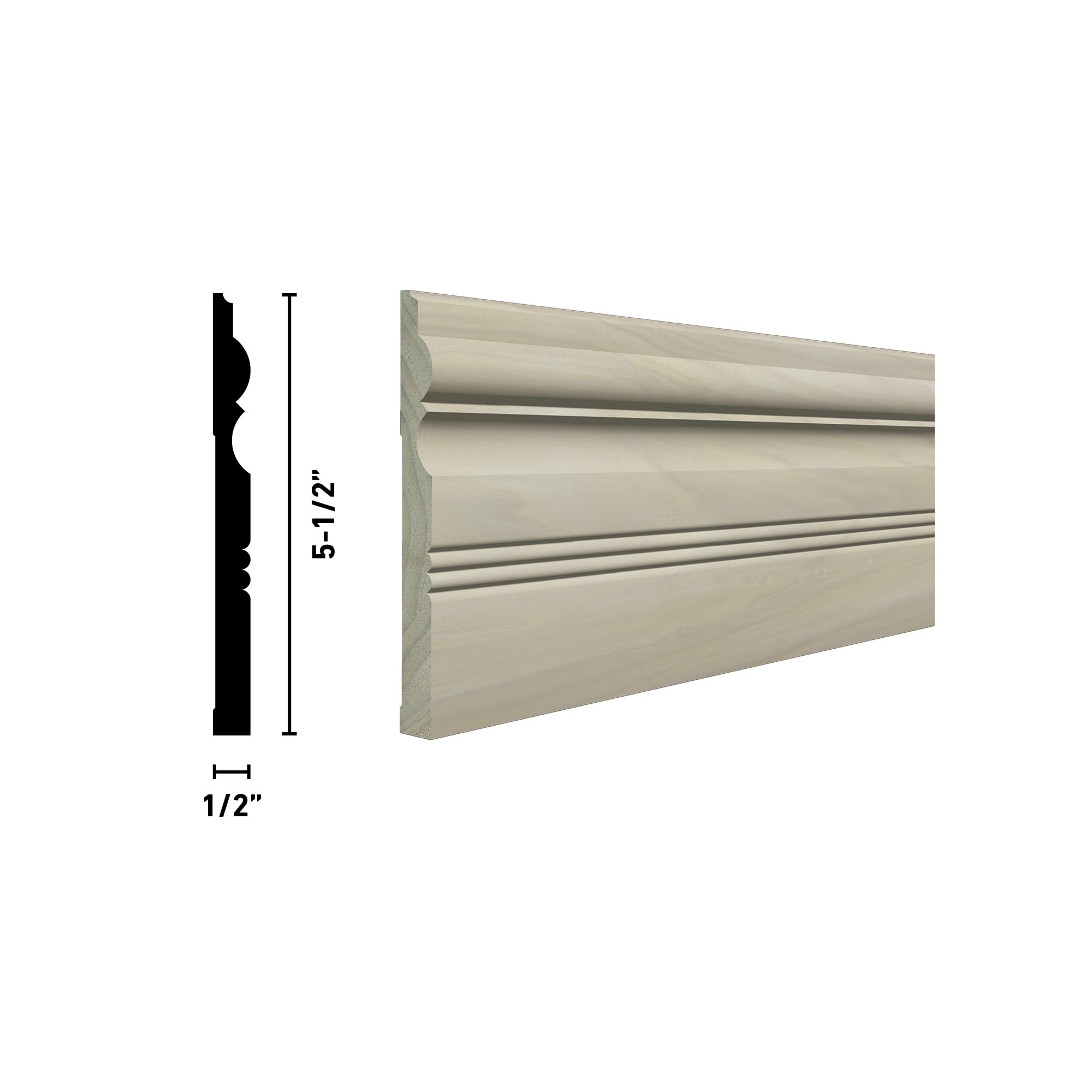 Ornamental Mouldings OML30B-8FTWHW Baseboard-Moulding - View #3