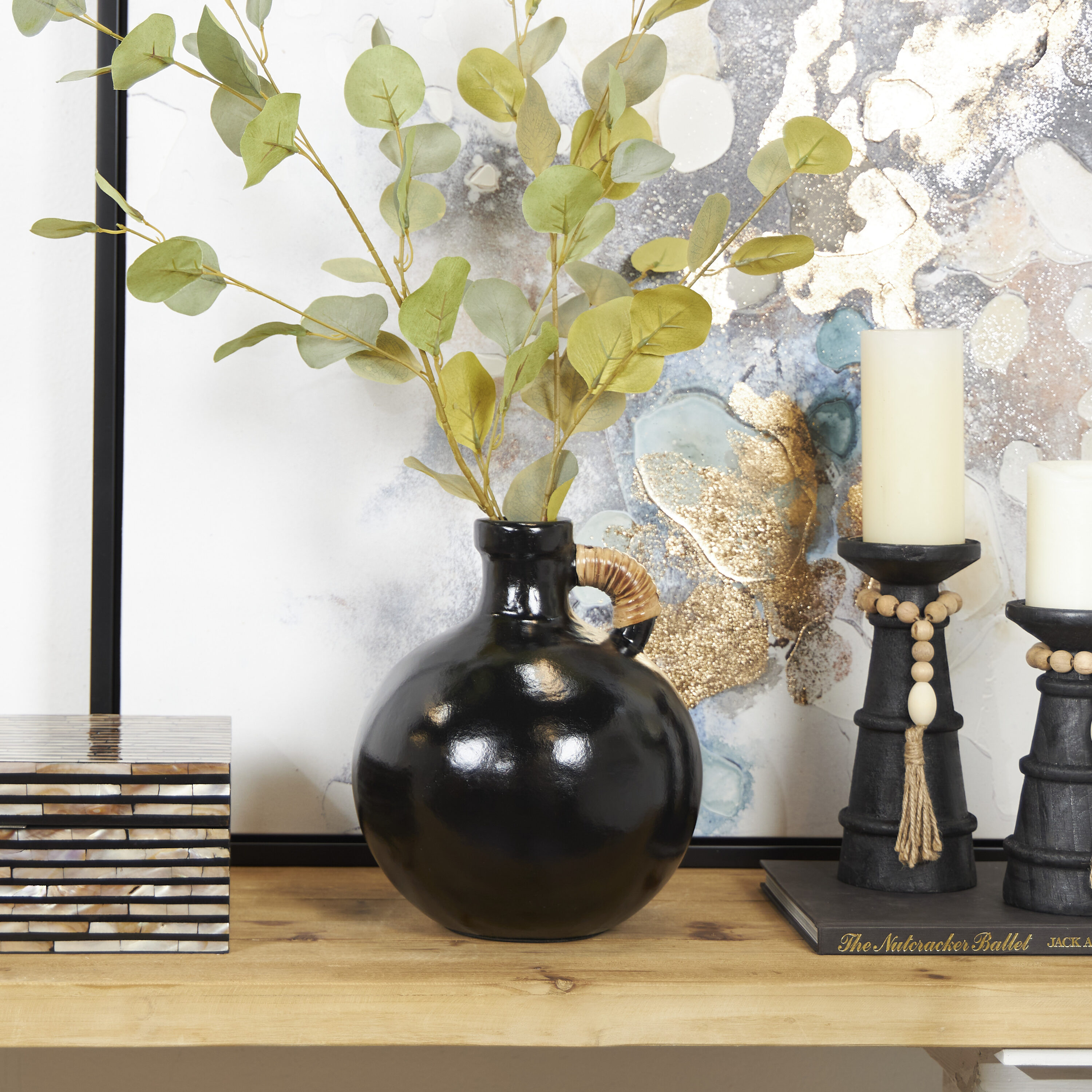 Grayson Lane 820066 Black Ceramic Modern Vase