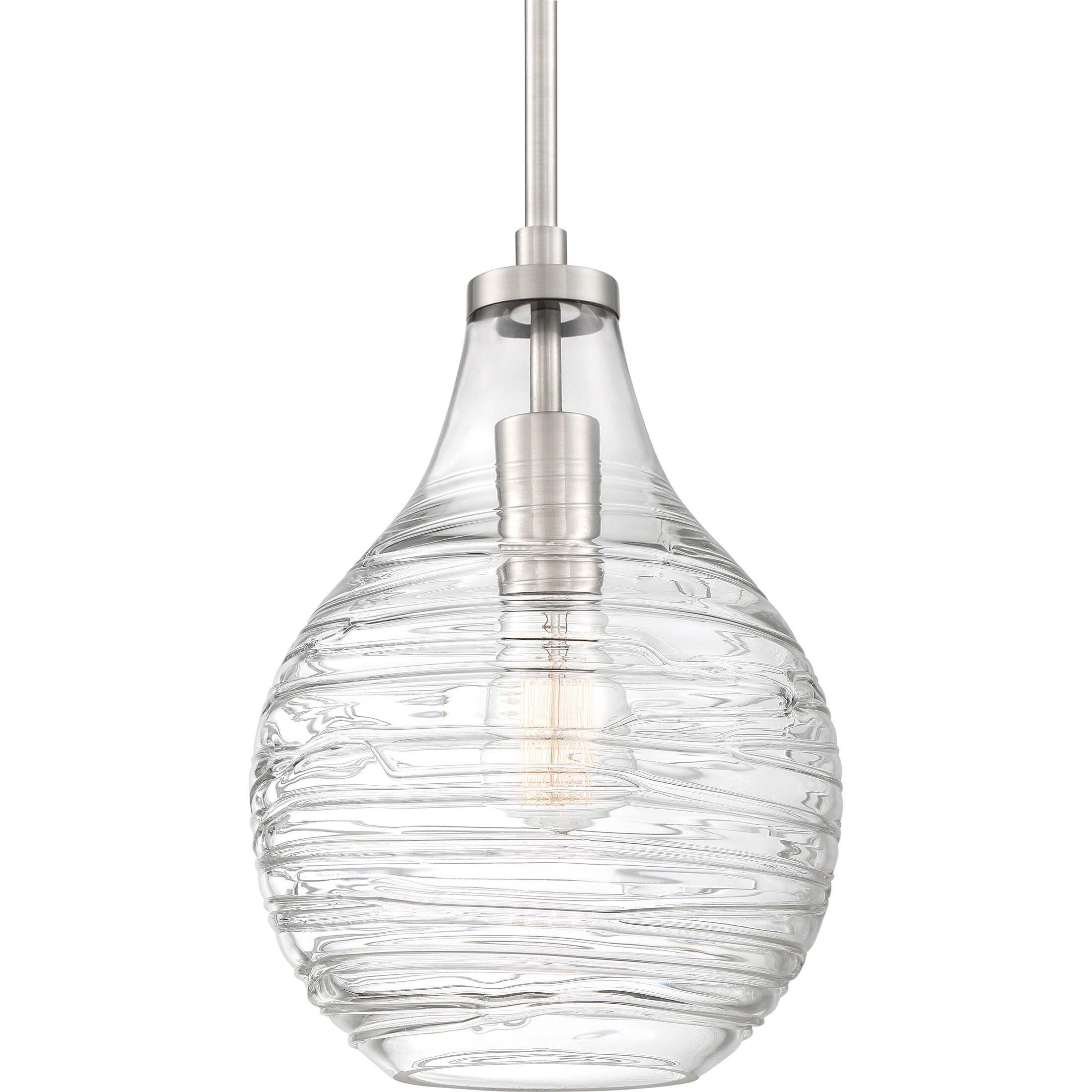 Genie Brushed Nickel Mini Pendant with Clear Glass Shade