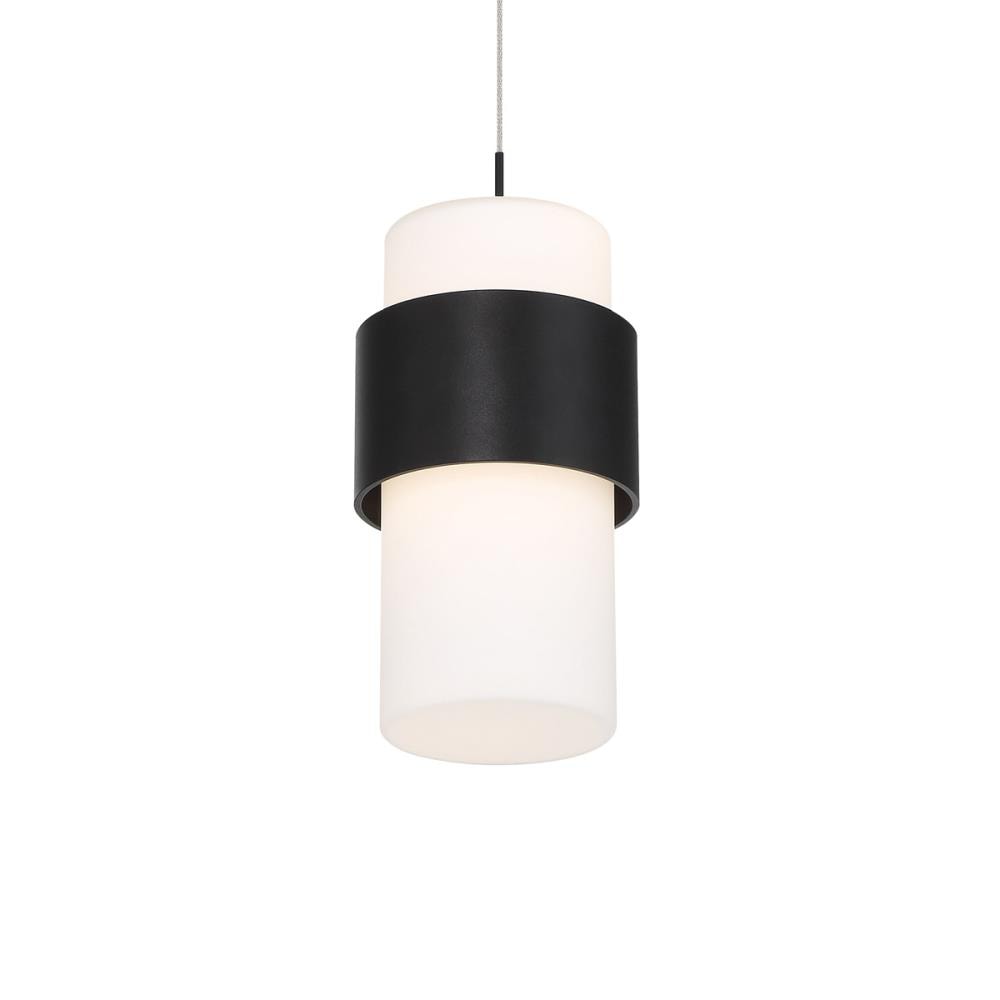 Sleek Black Mini LED Pendant with Etched Opal Glass