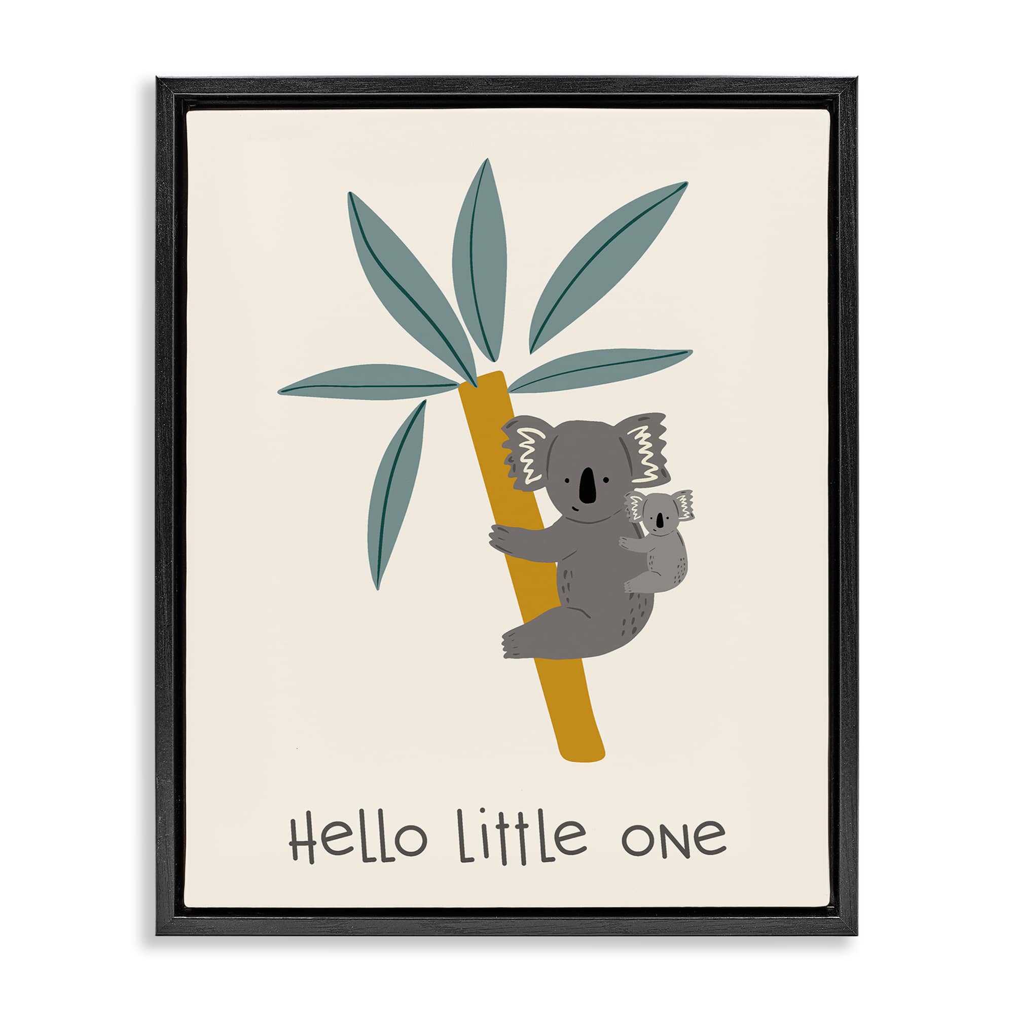 Stupell Industries BT-501-FFB-24X30 Hello Little One Koalas Black Framed Floater Canvas Wall Art By Sazerelli Designs 25 x 31