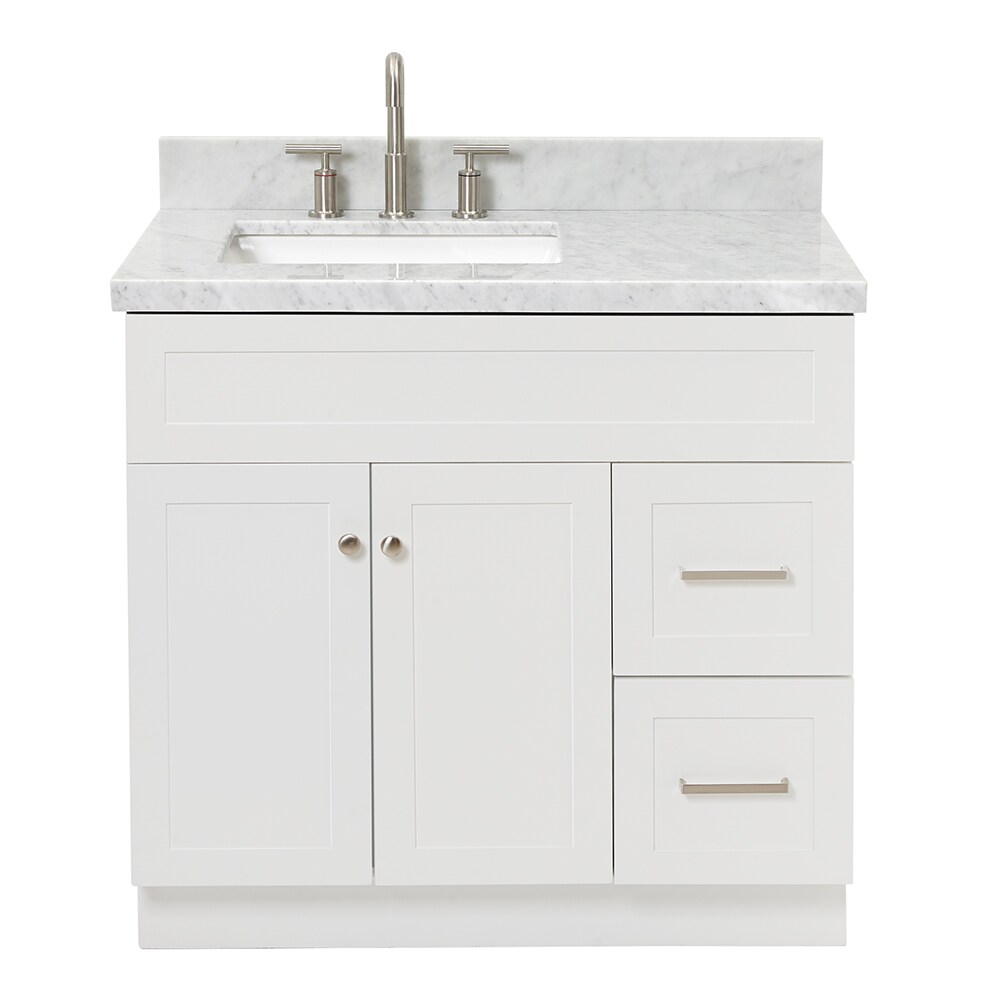 ARIEL Hamlet 37-in White Undermount Single Sink Bathroom Vanity with ...