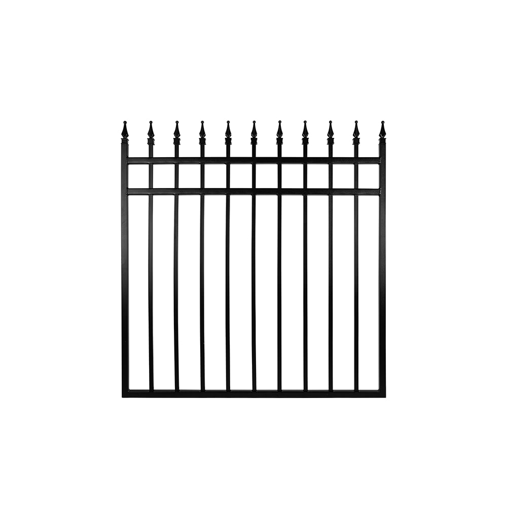 Nuvo Iron ITG04546 4-ft H x 3-3/4-ft W Textured Black Powder-coated satin finish Galvanized steel Security Anti-sag Gate Spaced picket Fence gate
