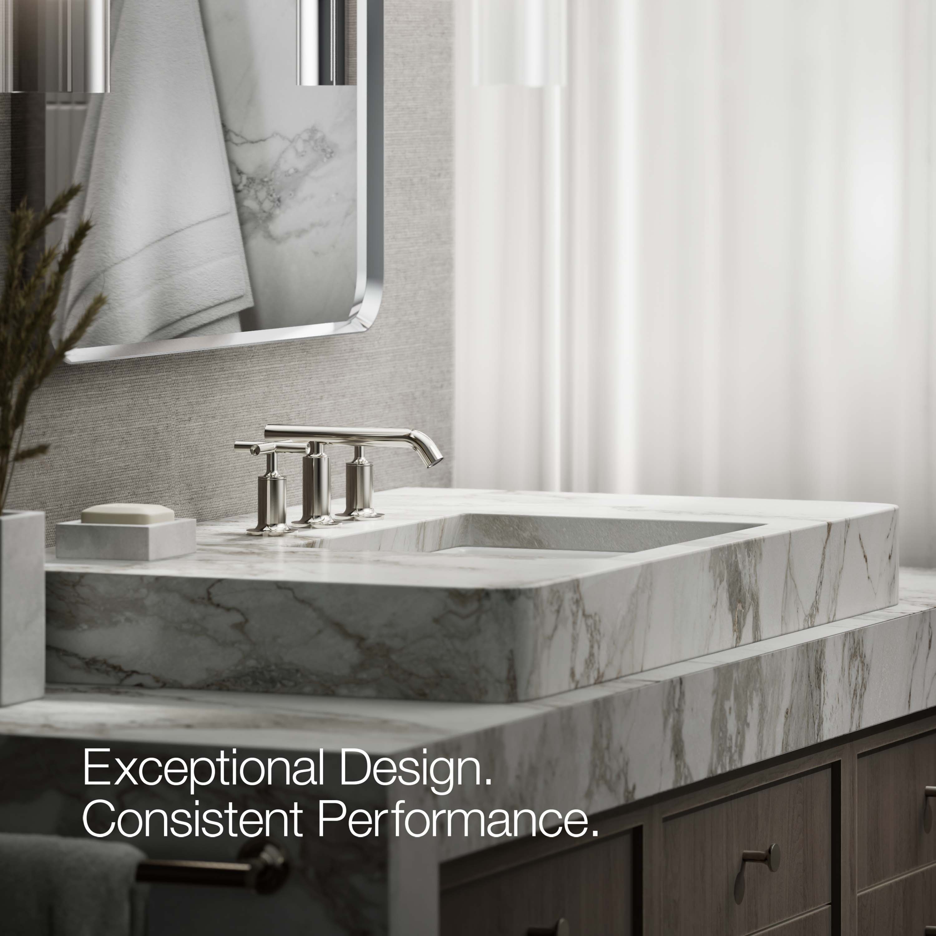 Elegant Purist 8" Widespread Nickel Bathroom Faucet with Low Cross Handles