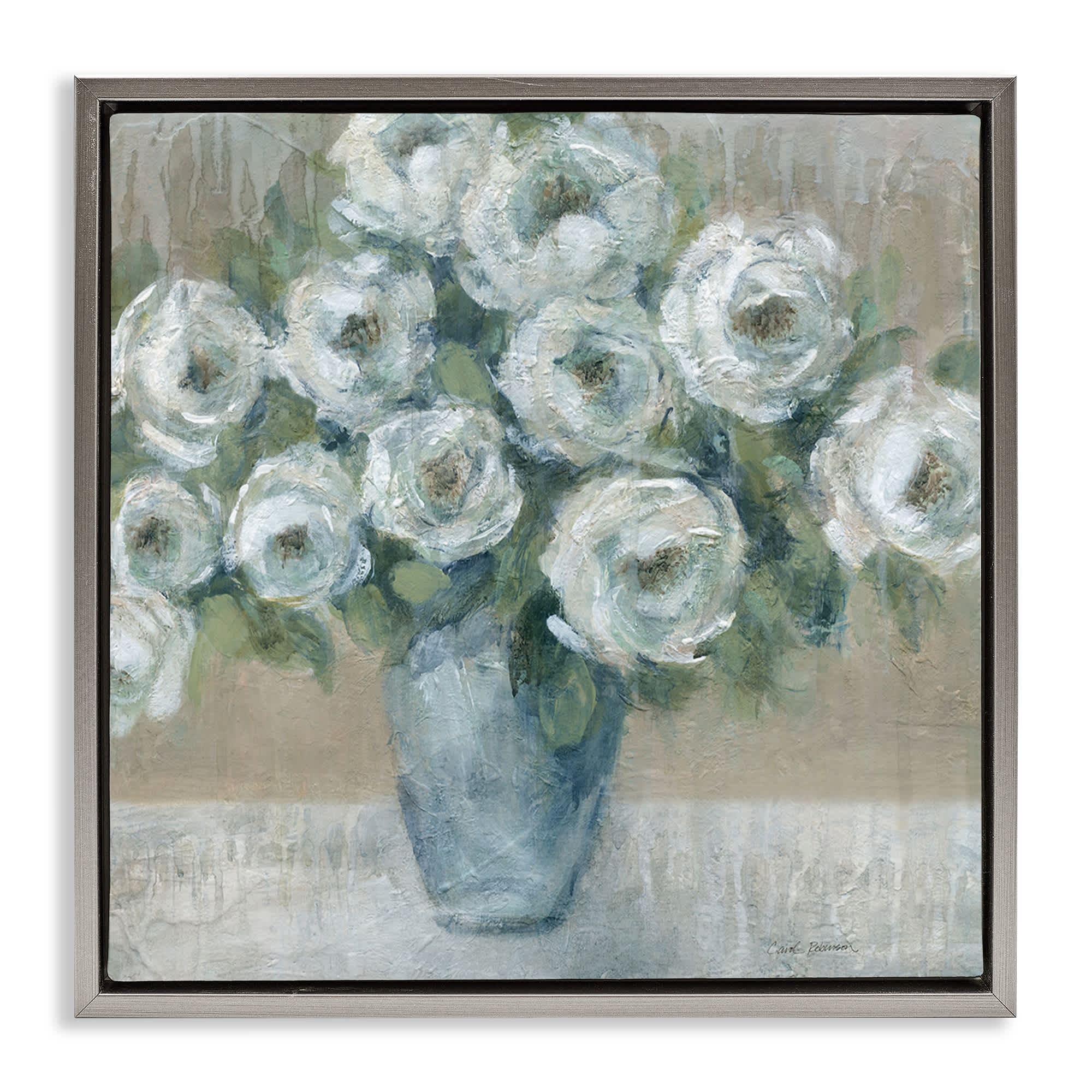 Stupell Industries BS-259-FFL-24X24 Round Painted Roses Floating Frame design by Carol Robinson