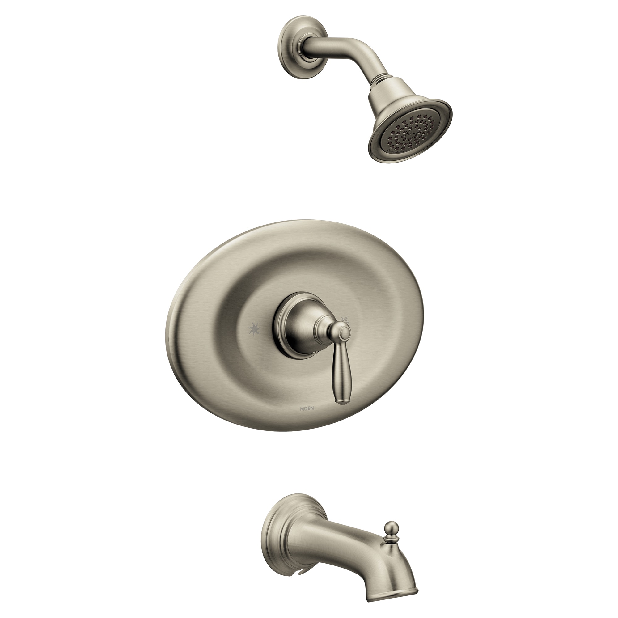 Moen T2157EPBN Brantford Brushed Nickle 1-handle Single Function 3.5-in Round Bathtub and Shower Faucet (Valve Not Included)